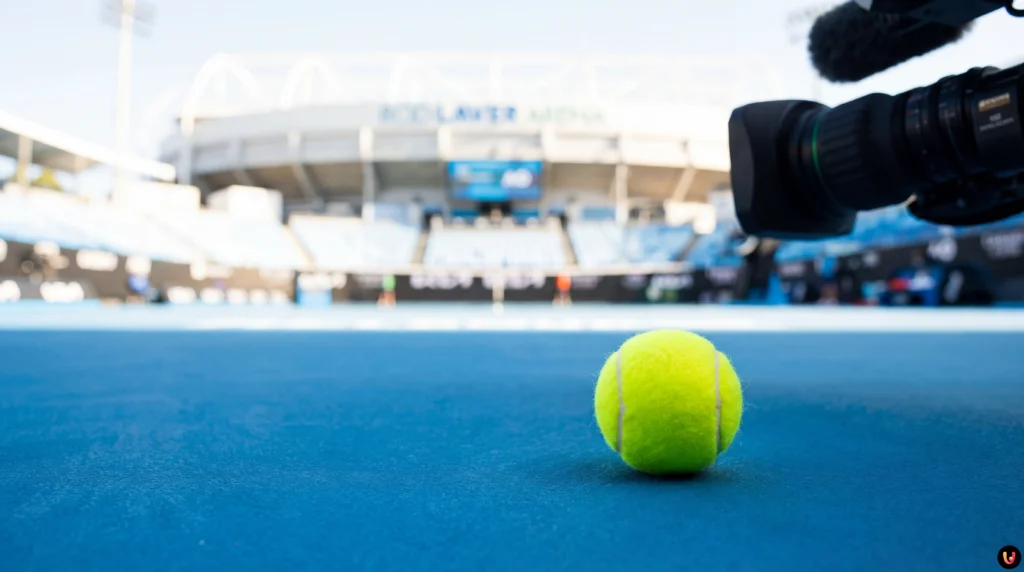 Australian Open 2026: Sinner scalda i motori, ecco la programmazione di SuperTennis Primo piano di Jannik Sinner con la racchetta sul campo in cemento di Melbourne