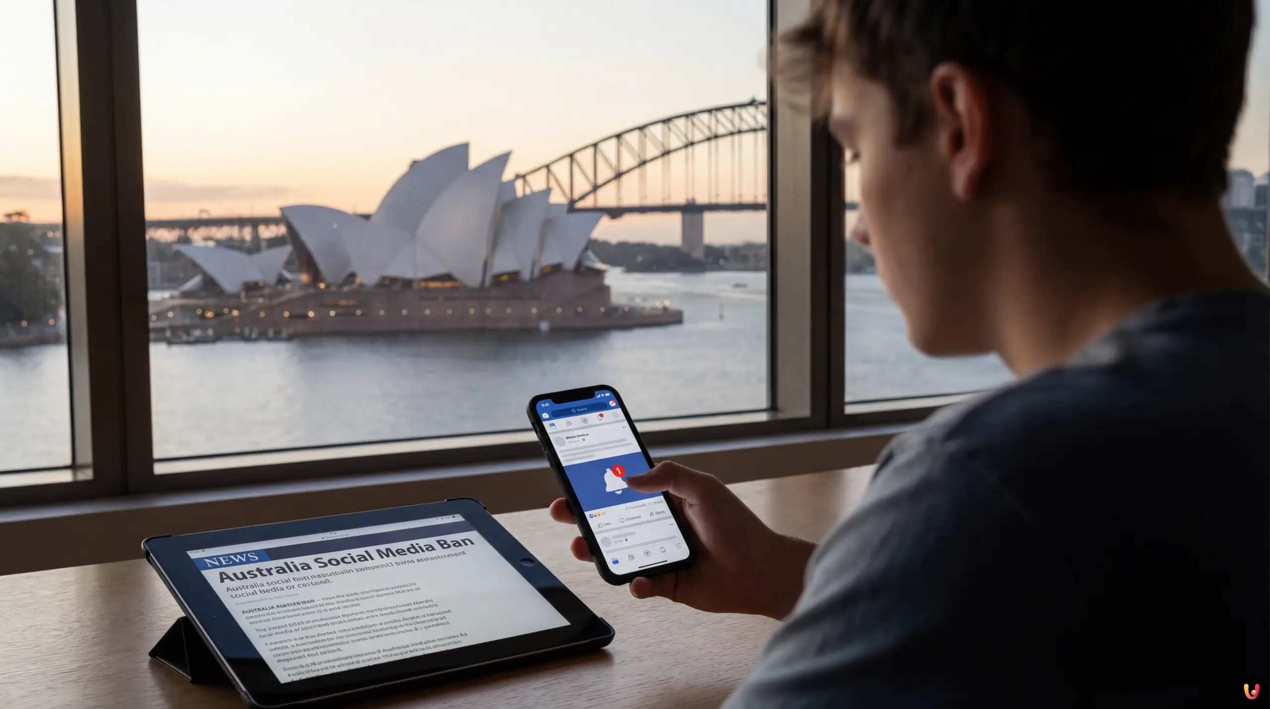 Meta conteste l'interdiction réseaux sociaux Australie Logo Meta et drapeau australien illustrant le conflit sur l'interdiction aux mineurs