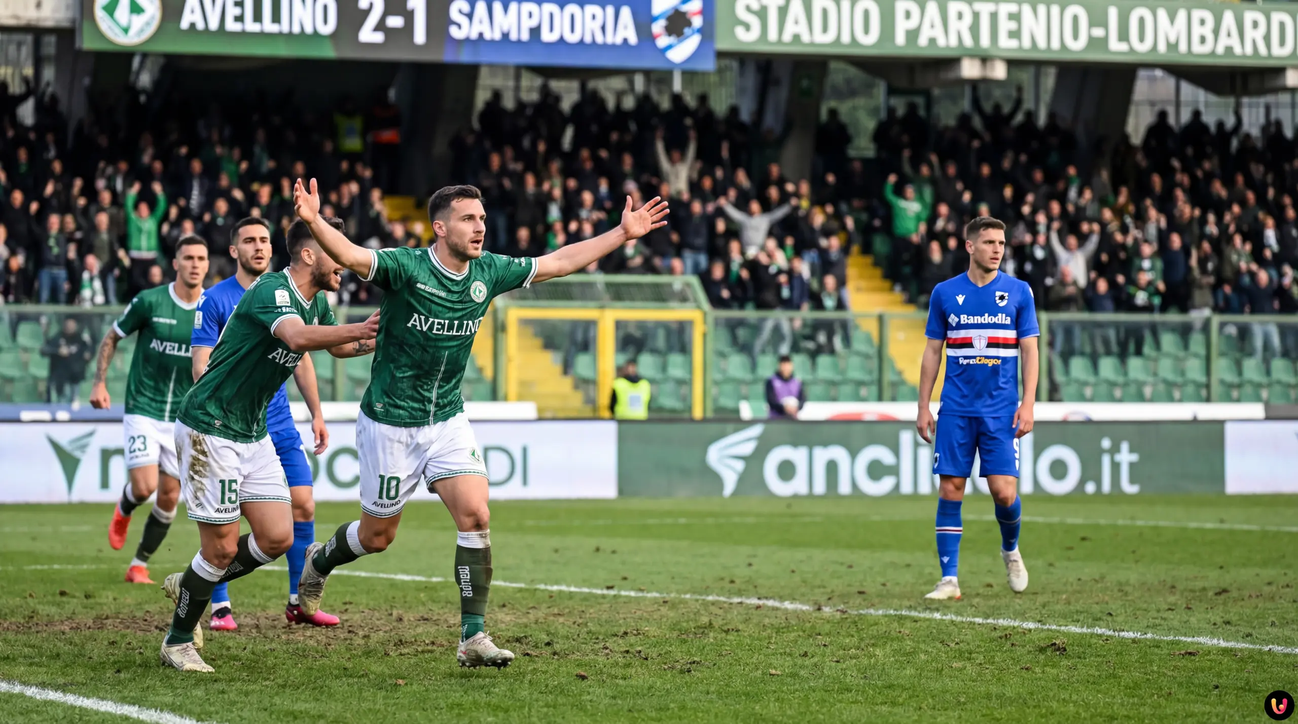 Avellino-Sampdoria 2-1: vittoria biancoverde al Partenio Giocatori dell'Avellino in azione durante la partita vinta 2-1 contro la Sampdoria