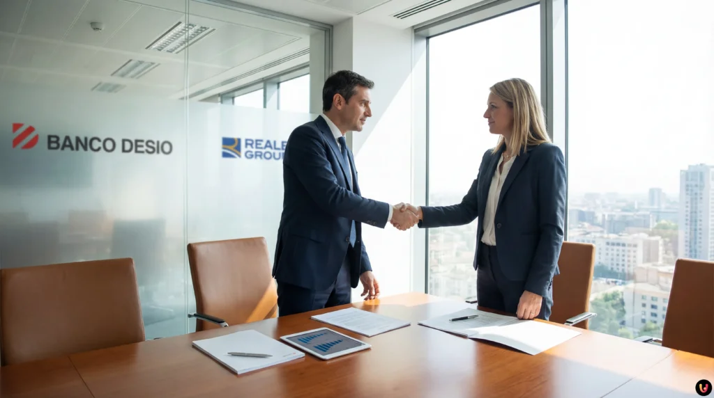 Concetto partnership bancassicurazione Banco Desio e Reale Group