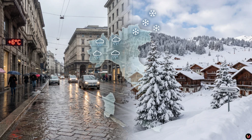 Bollettino Neve 15 Gennaio 2026: Previsioni Italia e Verità sulla Pianura Padana Paesaggio di montagne innevate sulle Alpi occidentali durante l'inverno 2026