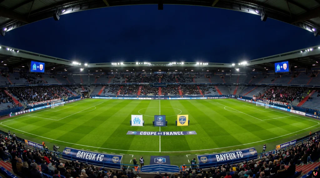 Affiche du match de Coupe de France entre Bayeux FC et l'Olympique de Marseille