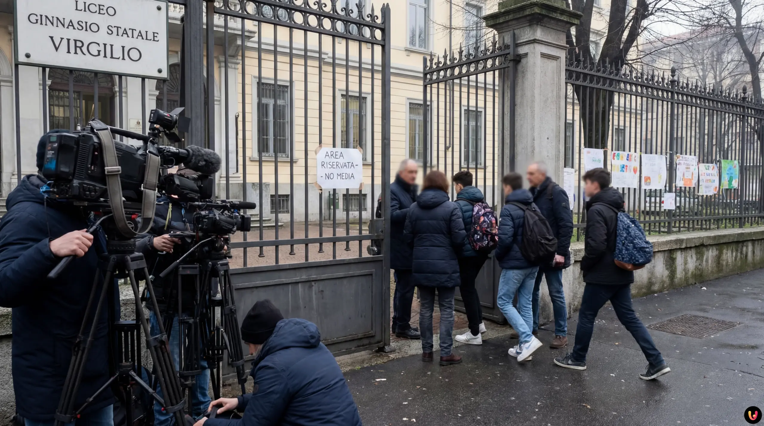 Liceo Virgilio Milano rientro dopo tragedia Crans-Montana Facciata esterna del Liceo Virgilio di Milano con il cancello di ingresso di via Pisacane