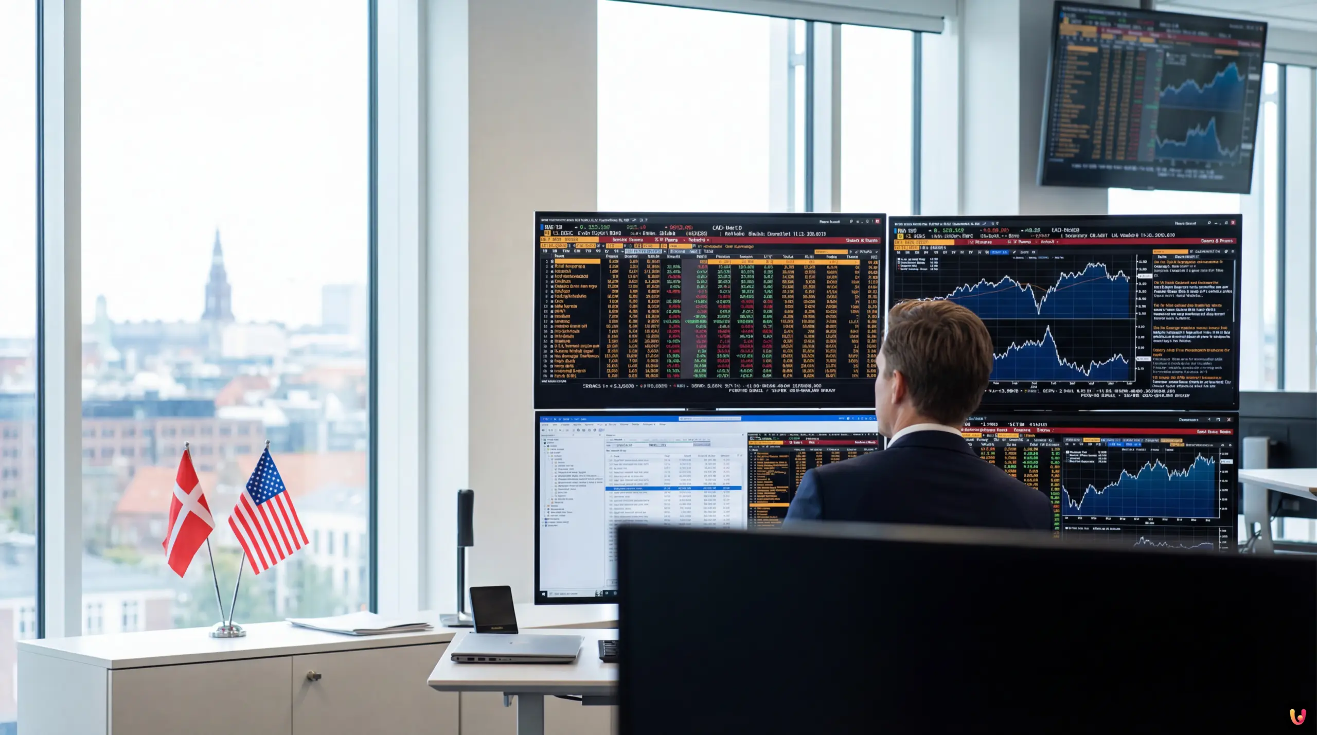 Billets de dollars et obligations du Tr&eacute;sor sur fond de graphique financier.