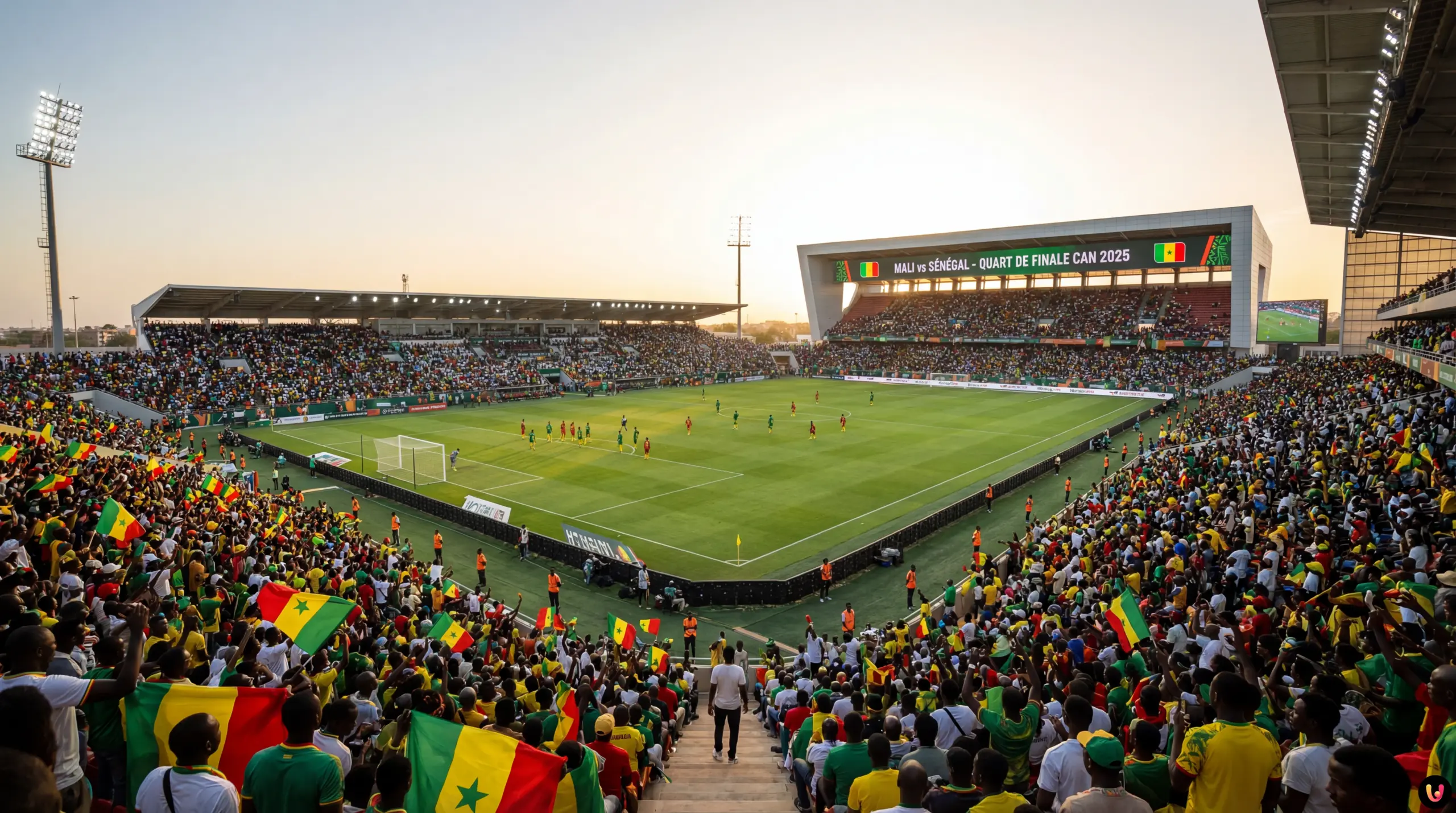 Grafica partita Mali contro Senegal quarti di finale CAN 2025 a Tangeri