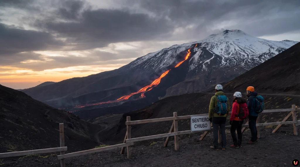 Colata lavica attiva dell'Etna nella Valle del Bove durante l'eruzione del 2026