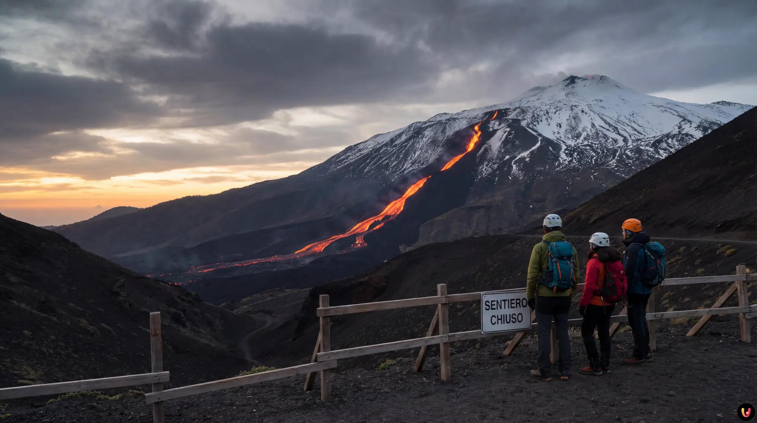 Sospensione escursioni Etna fronte lavico e guide Colata lavica attiva dell'Etna nella Valle del Bove durante l'eruzione del 2026