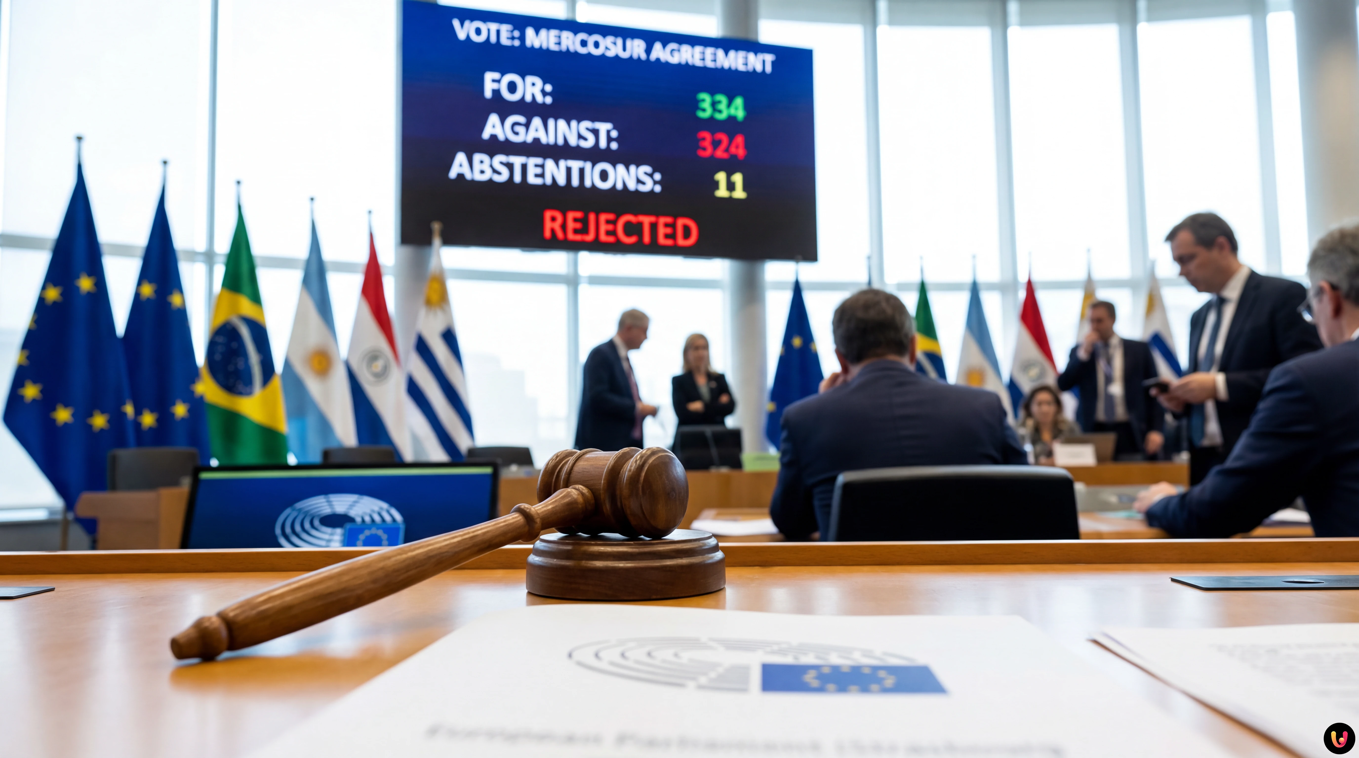 Plenarsaal des EU-Parlaments in Stra&szlig;burg w&auml;hrend der Abstimmung zum Mercosur-Abkommen