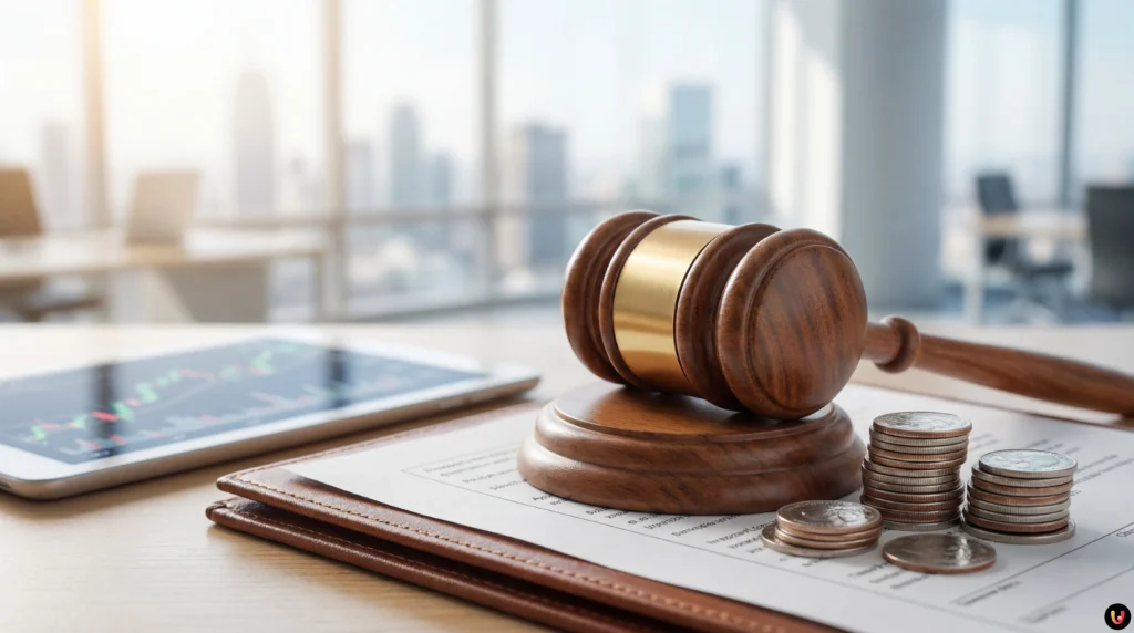 Fed Chair Jerome Powell speaking at a press conference about interest rates.