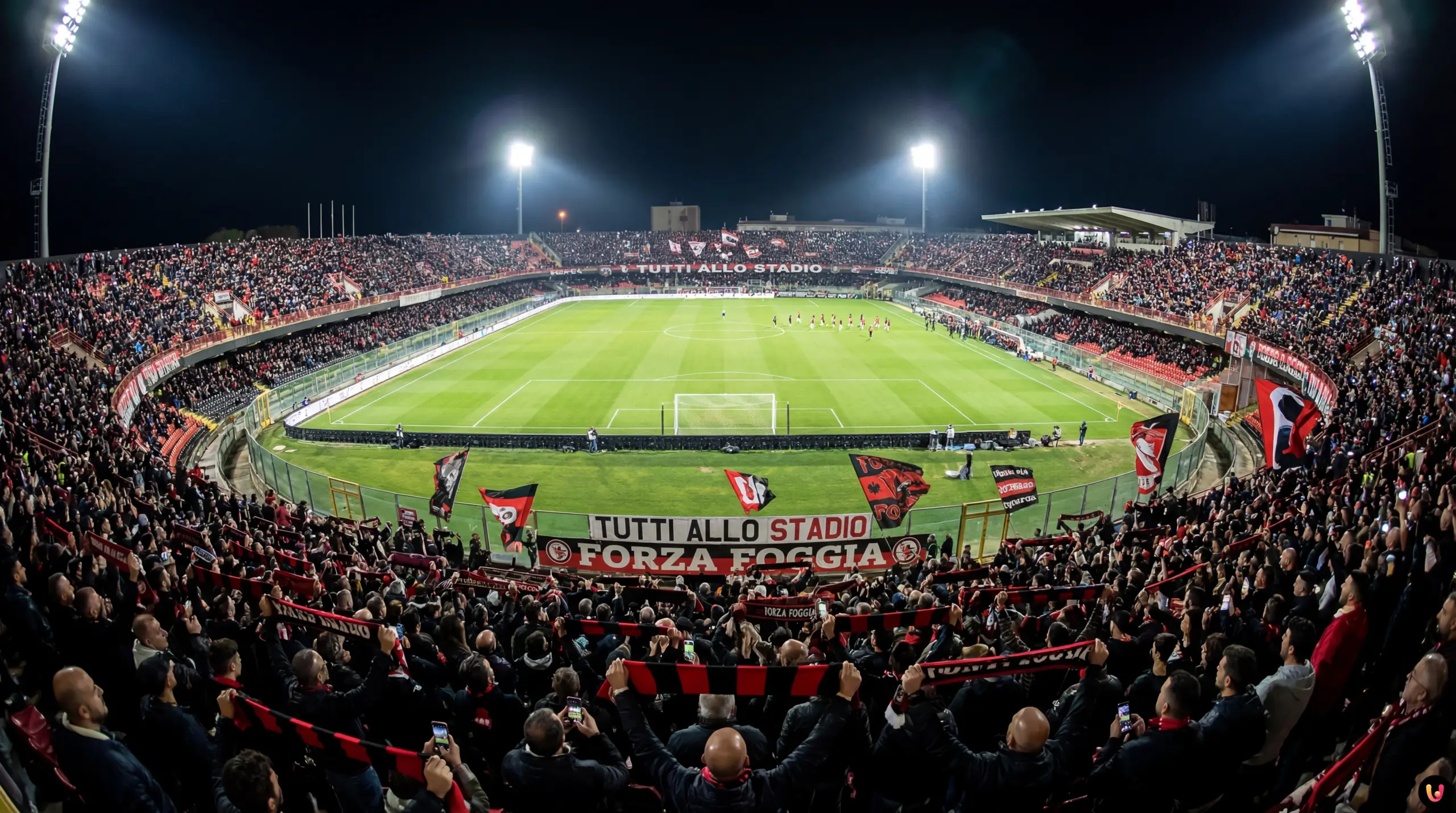 Tifosi del Foggia gremiscono lo stadio Zaccheria per la partita contro il Giugliano