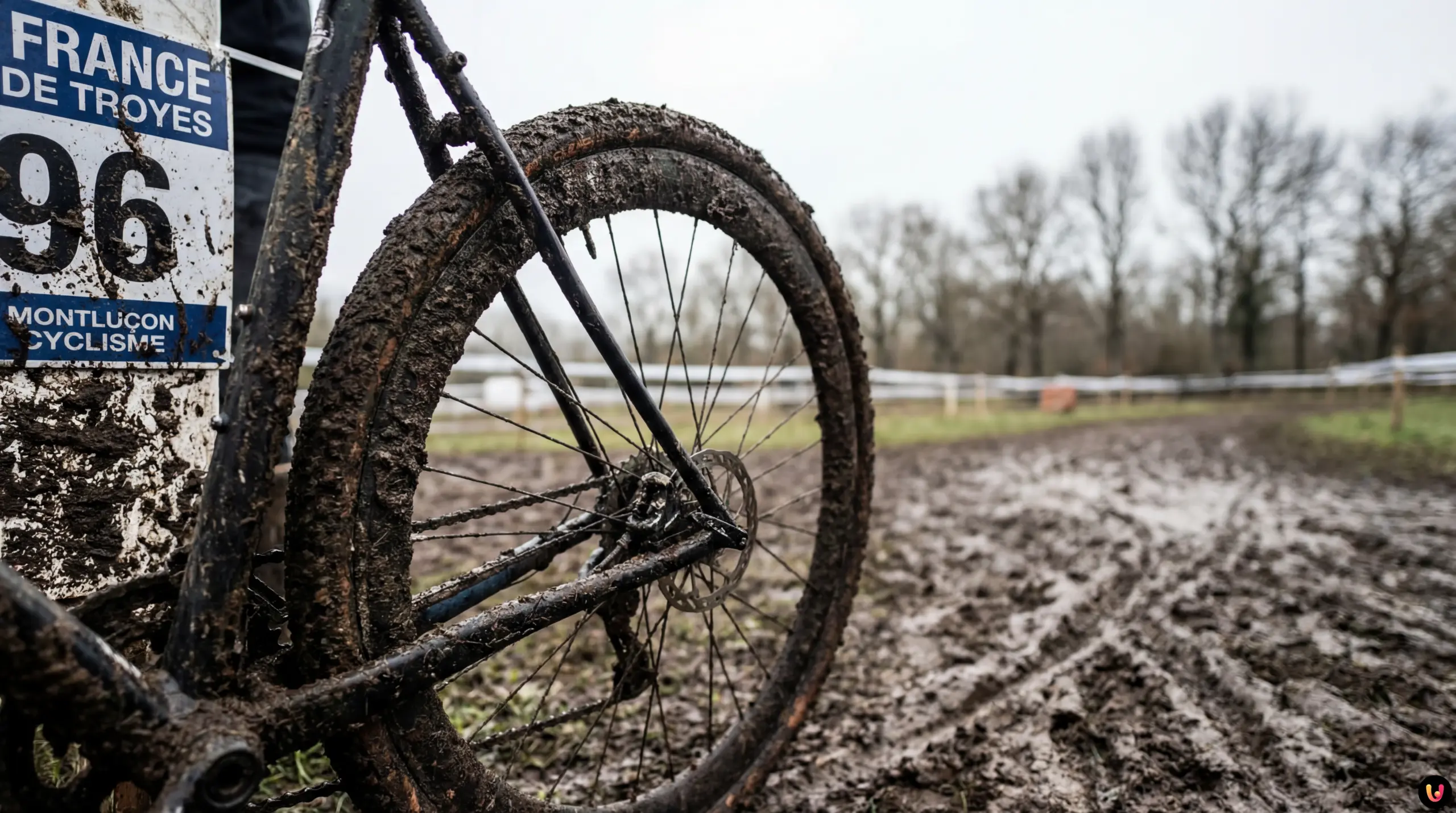 Gabin Gauthier Championnat France Cyclo-cross 2026 Gabin Gauthier (Montluçon Cyclisme) couvert de boue au cyclo-cross de Troyes 2026.