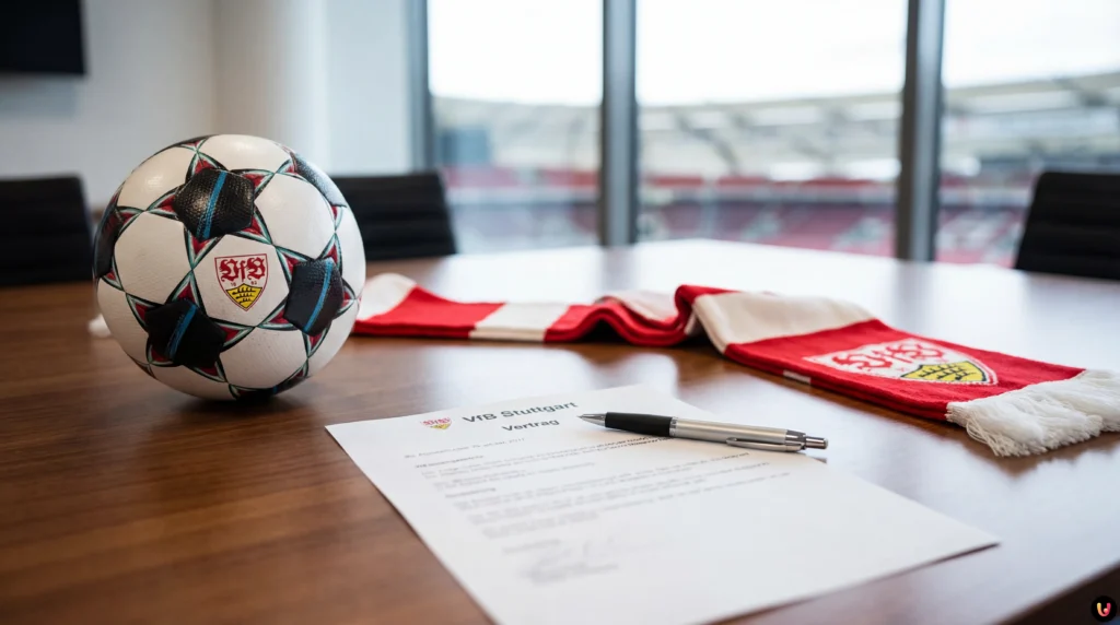 Giovanni Zarrella im Glück: Sohn Gabriel unterschreibt beim VfB Stuttgart Gabriel Zarrella im Trikot des VfB Stuttgart auf dem Fußballplatz