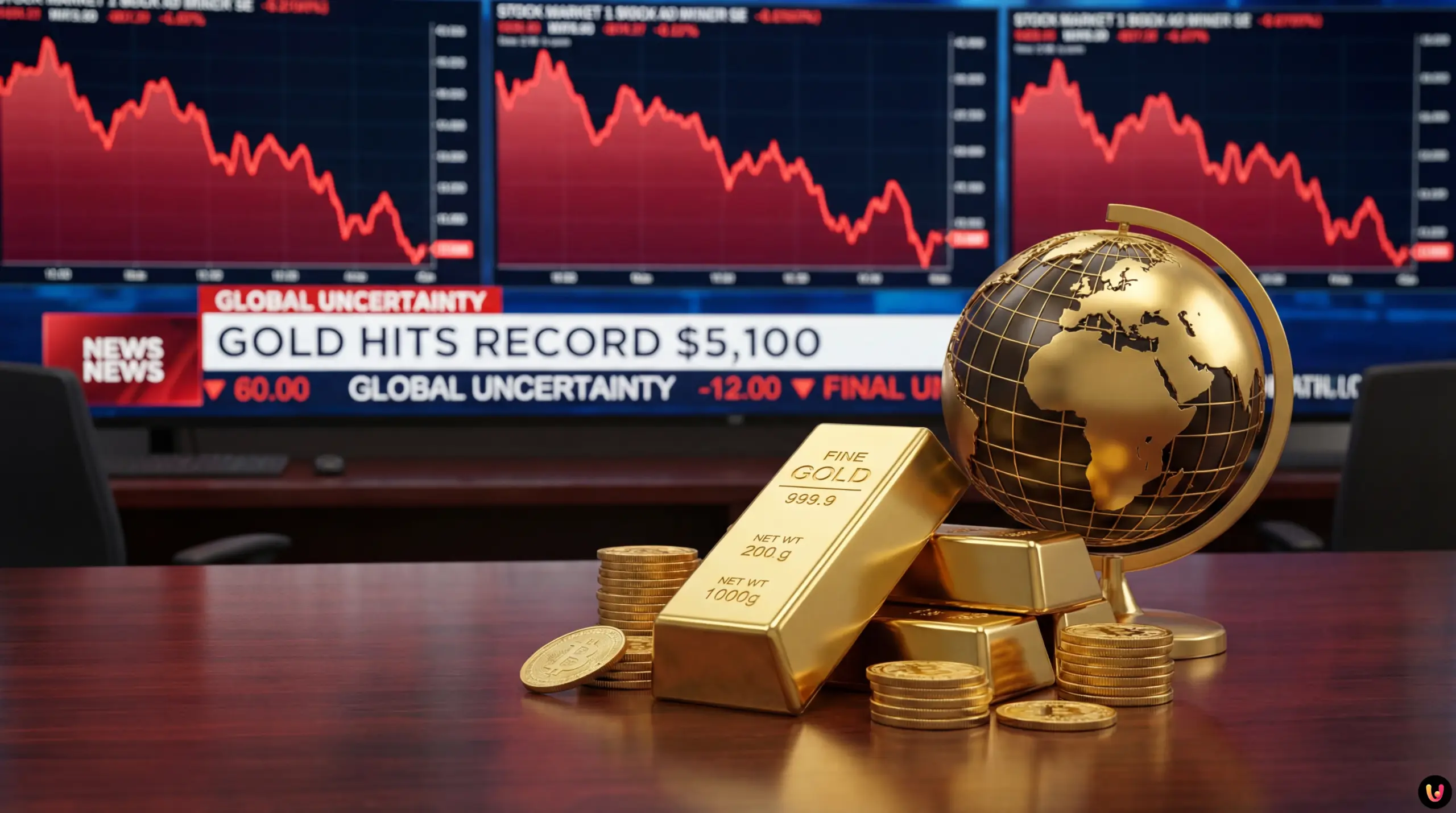 Gold price chart surging past $5,100 an ounce reflecting global market shifts