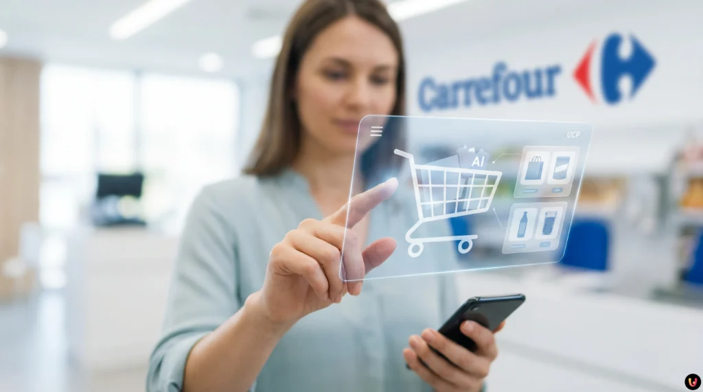 Logos Google et Carrefour illustrant le lancement du protocole UCP et du commerce agentique