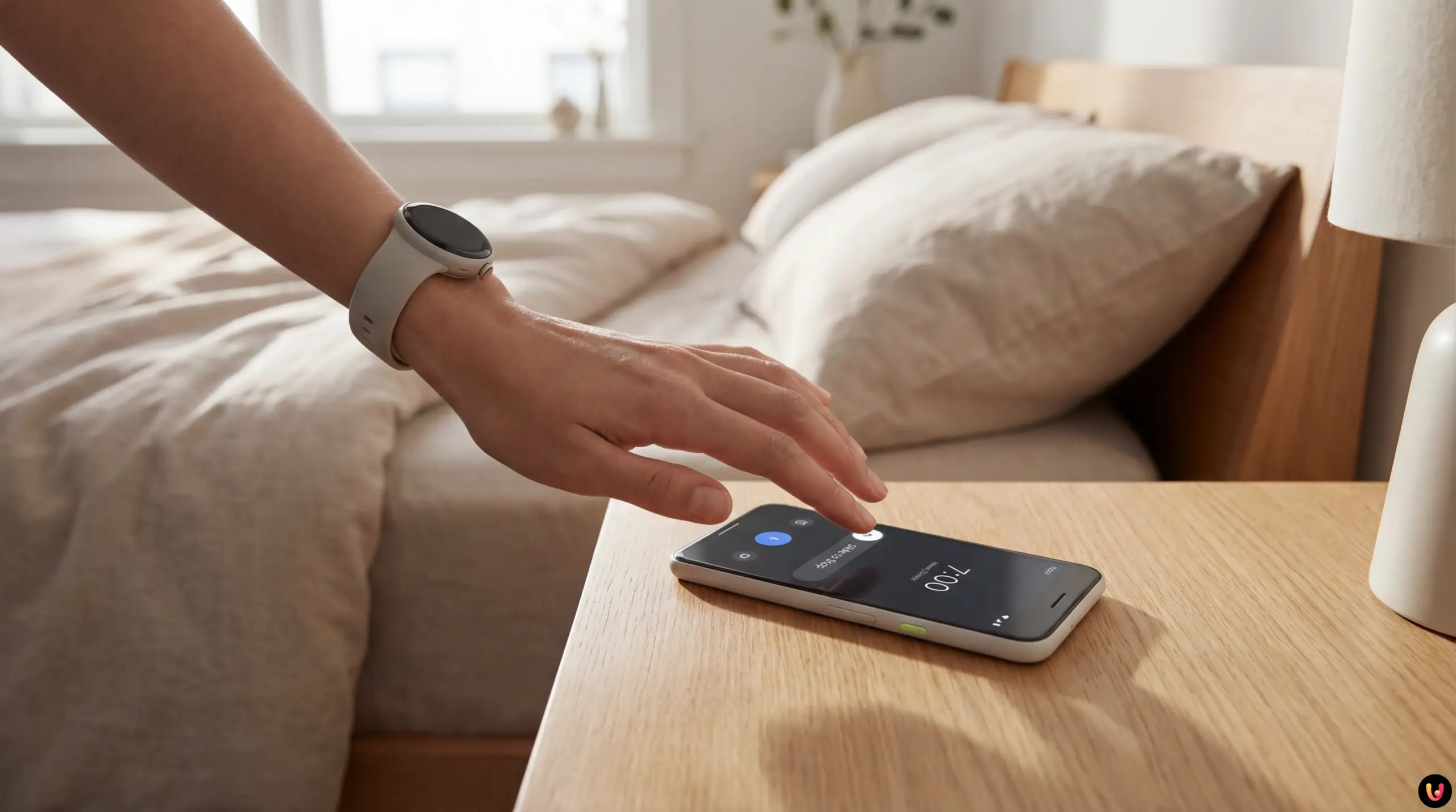 Interface Google Horloge sur smartphone avec l'option glisser pour &eacute;teindre le r&eacute;veil