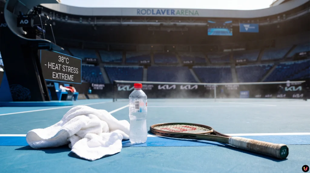 Hitzeschlacht in Melbourne: Sinner überlebt Drama gegen Spizzirri Erschöpfter Jannik Sinner während der Hitzeschlacht bei den Australian Open.