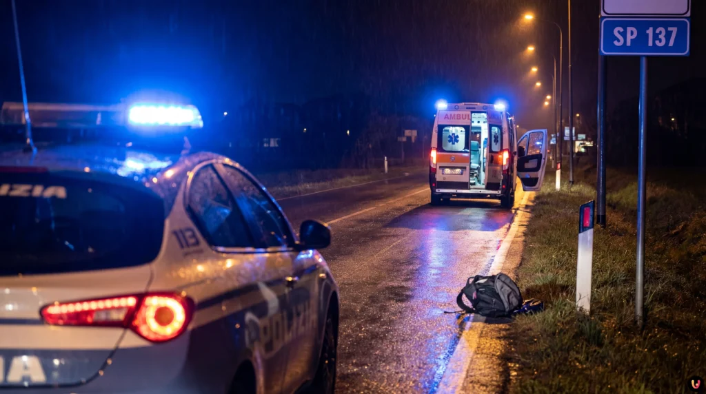 Incidente Bellinzago: 28enne travolto e rianimato, è gravissimo Strada provinciale 137 a Bellinzago Lombardo con luci dei soccorsi