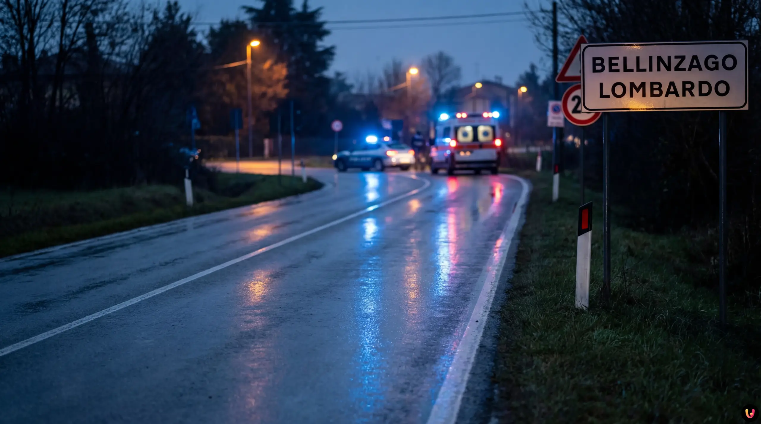 Mezzi di soccorso e carabinieri sul luogo dell'incidente a Bellinzago