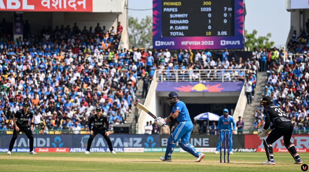 KL Rahul in battuta durante il match di cricket India vs Nuova Zelanda a Rajkot