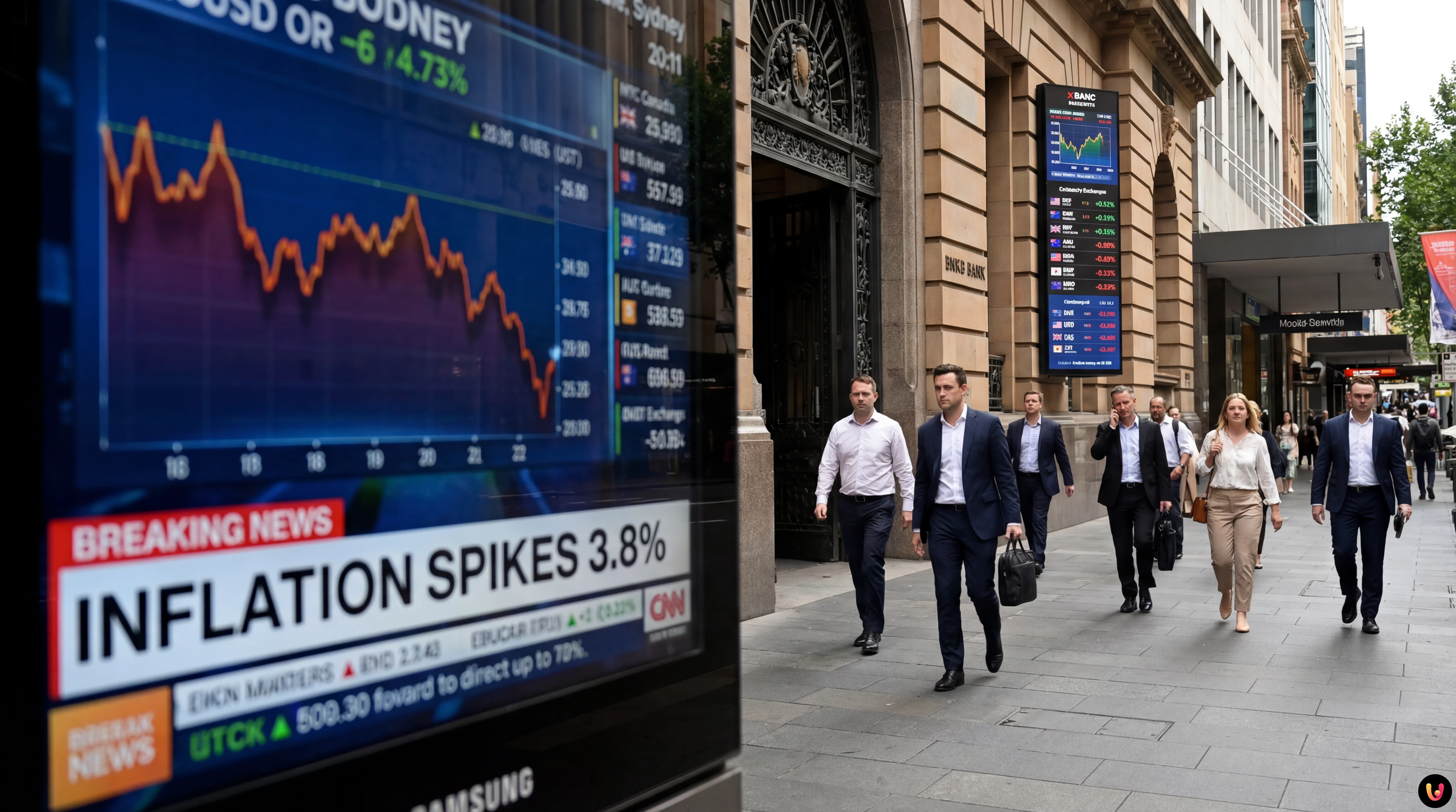 Financial chart showing Australian inflation rising to 3.8 percent