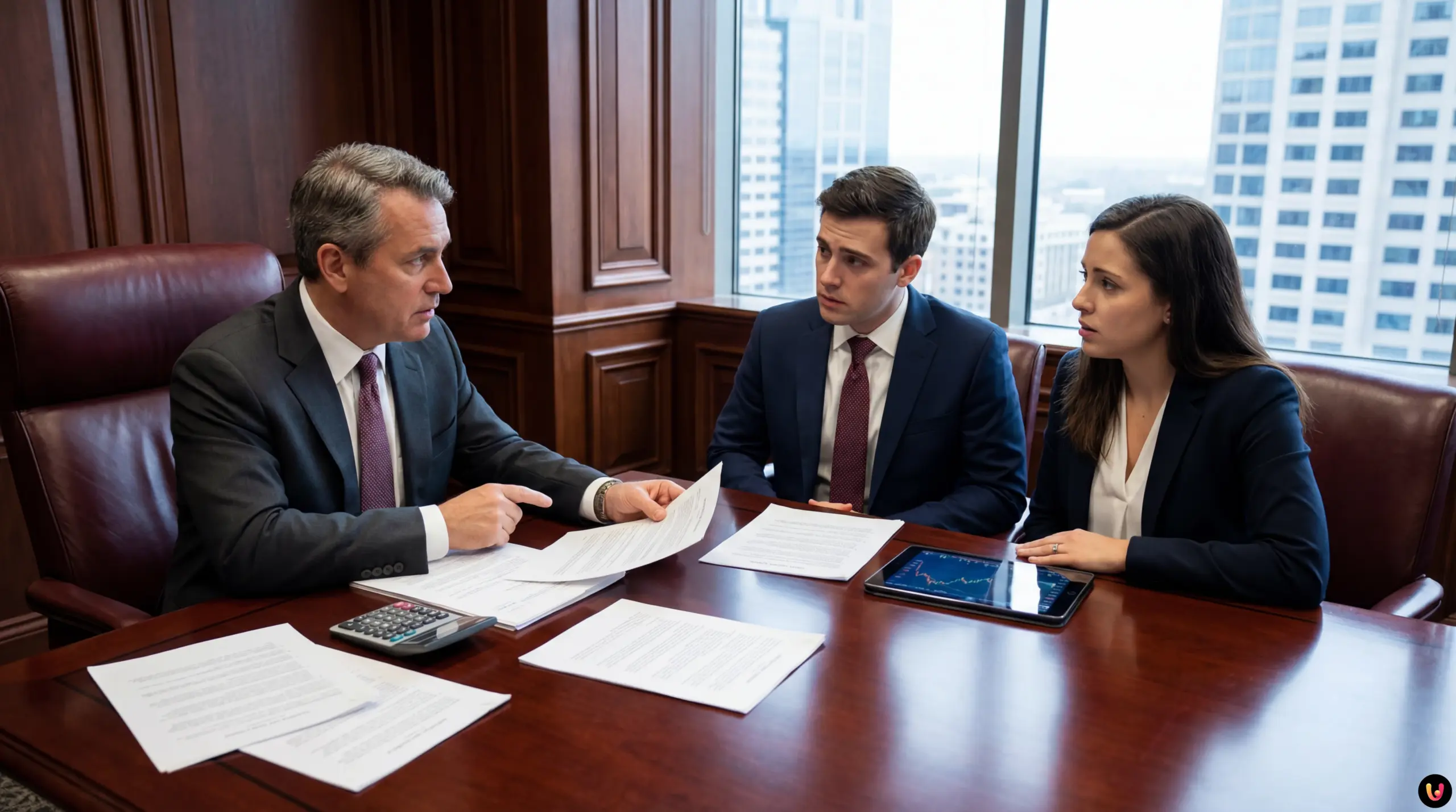 Financial documents and money representing a family trust division