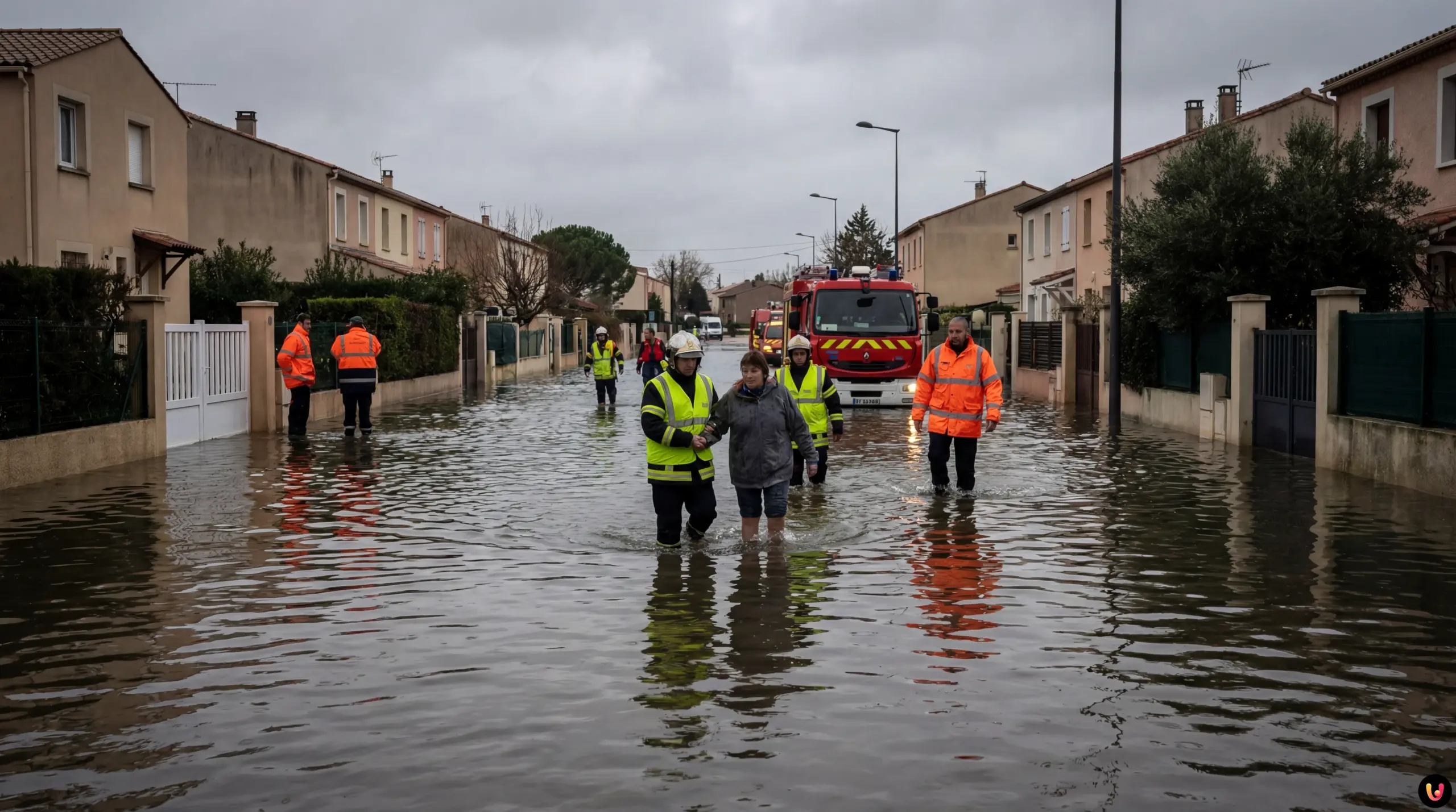 Rues inond&eacute;es &agrave; Narbonne suite aux fortes pluies dans l'Aude