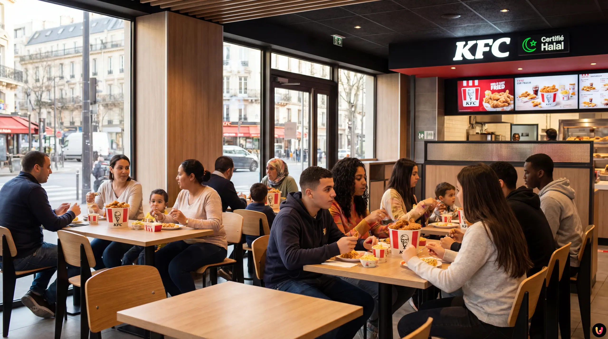 KFC France : Offre 100% Halal dès le 21 janvier Seau de poulet frit KFC croustillant avec le logo du Colonel Sanders