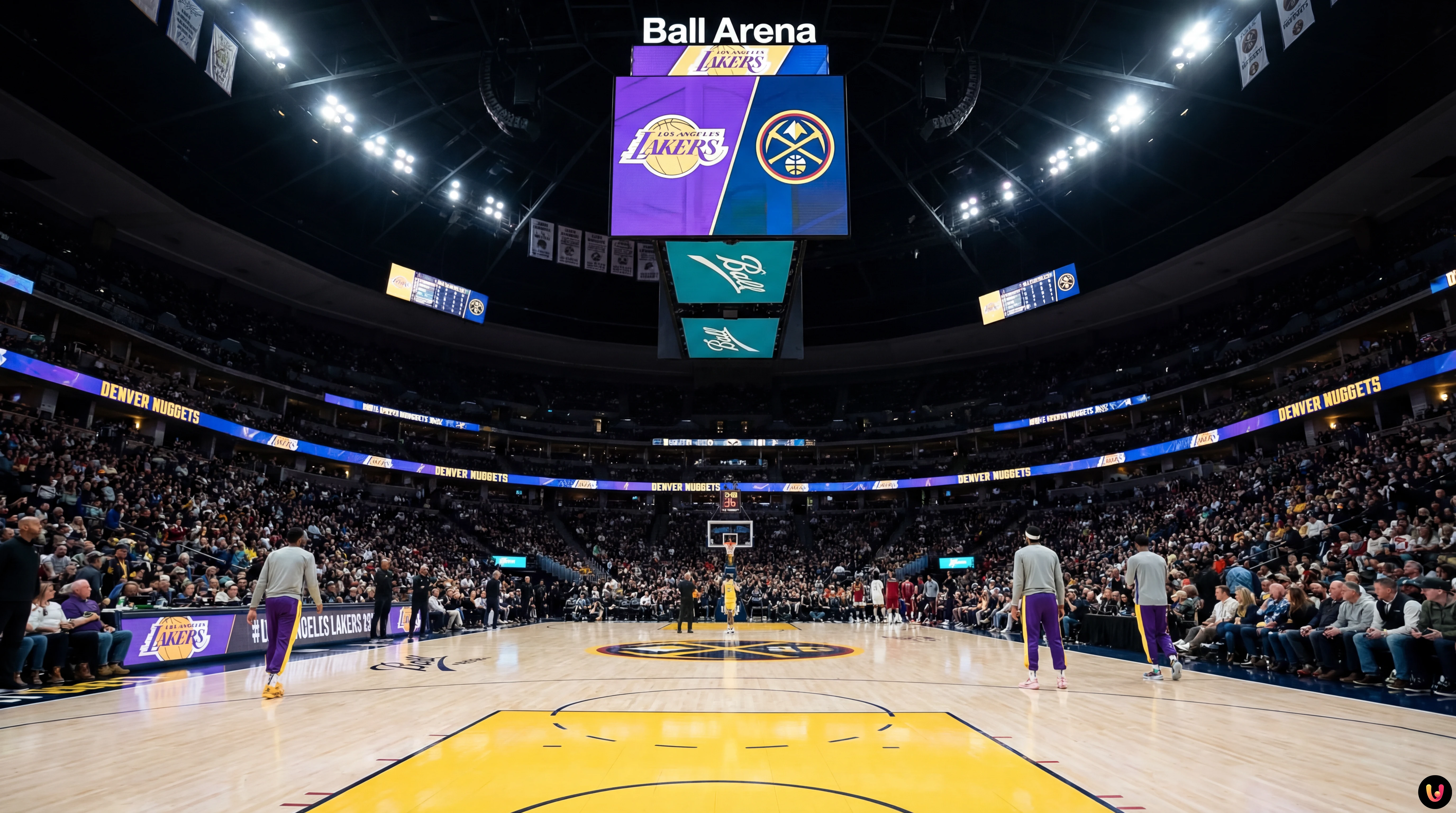 Los Angeles Lakers stars LeBron James and Luka Doncic on the court