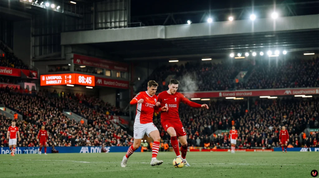 Match de football FA Cup opposant Liverpool &agrave; Barnsley au stade Anfield