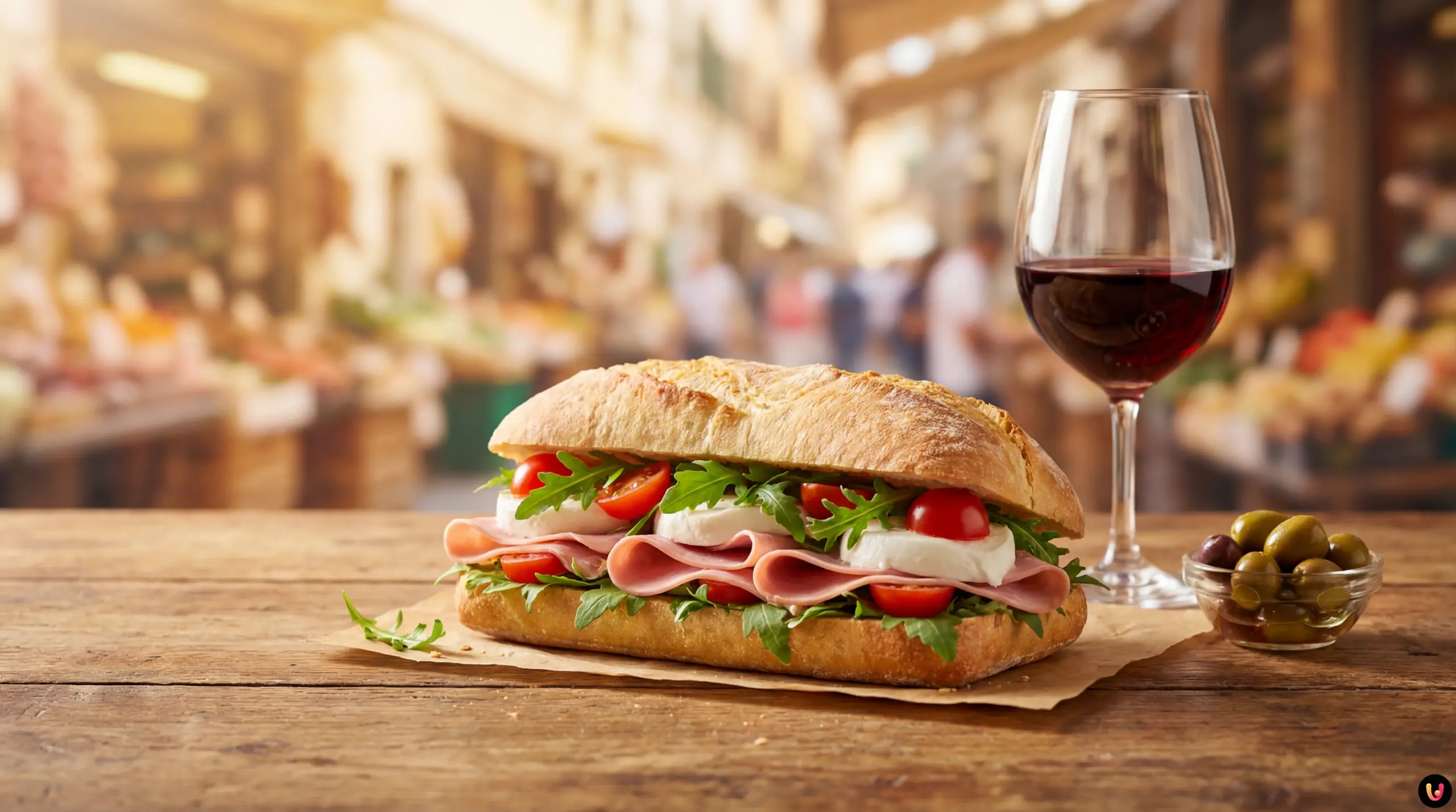 Appetitoso panino con prosciutto cotto italiano fresco
