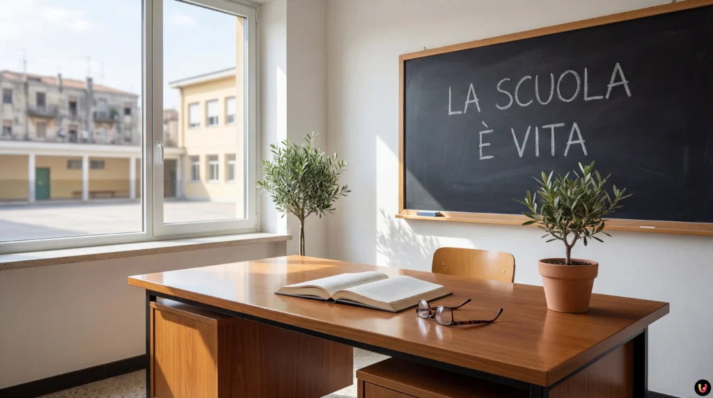 Luisa Ranieri con caschetto biondo nel ruolo di Eugenia Carfora per la serie La Preside