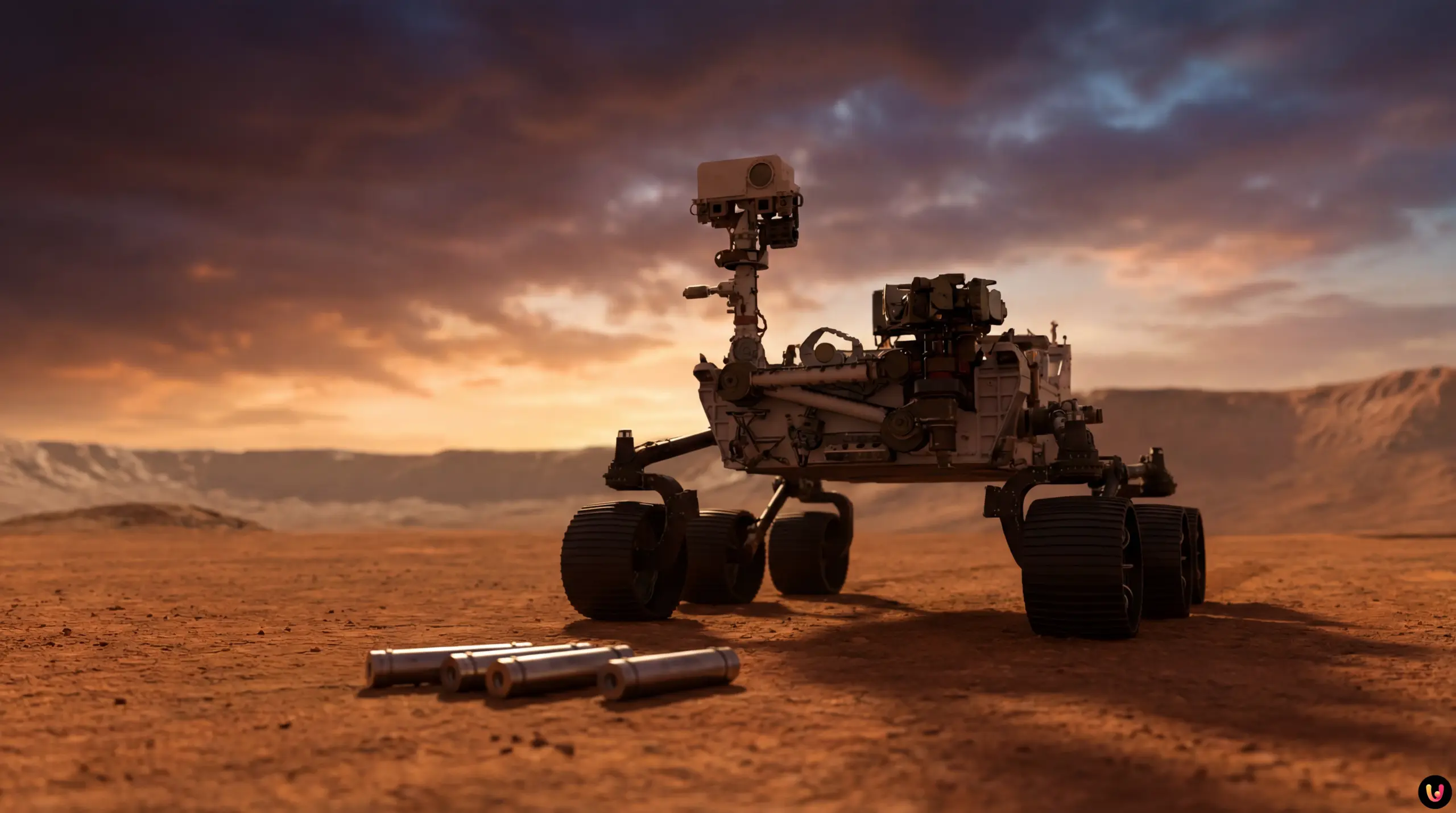 Rover Perseverance della NASA sulla superficie rossa di Marte nel cratere Jezero
