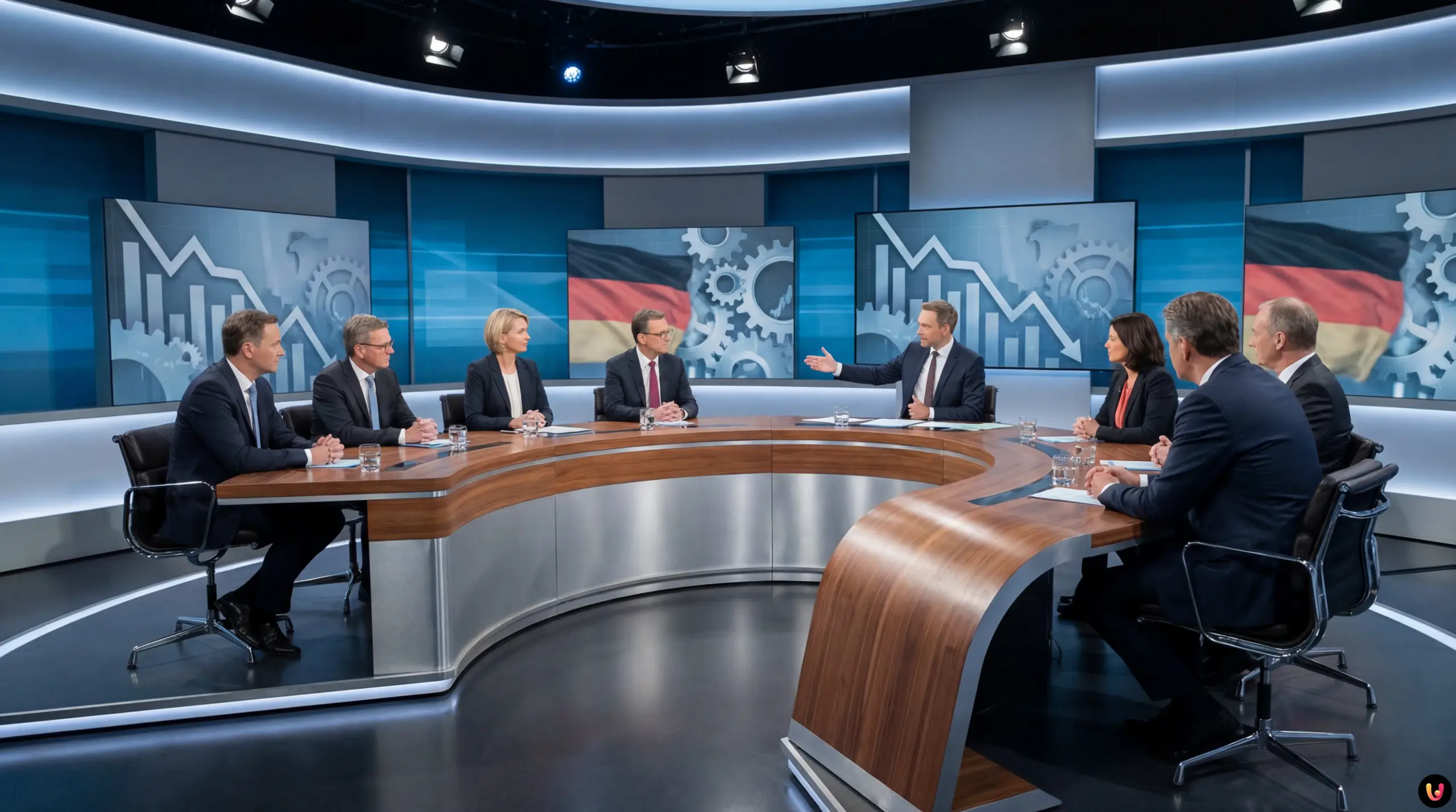Talkrunde im ZDF-Studio mit Moderatorin Shakuntala Banerjee und Lars Klingbeil
