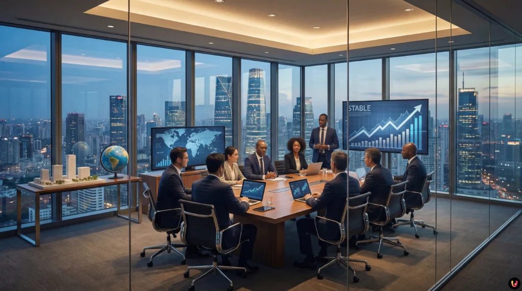 Moody’s: Outlook Stabile per Assicurazioni P&C Globali nel 2026 Grafico finanziario ascendente che rappresenta la stabilità del settore assicurativo e logo Moody's