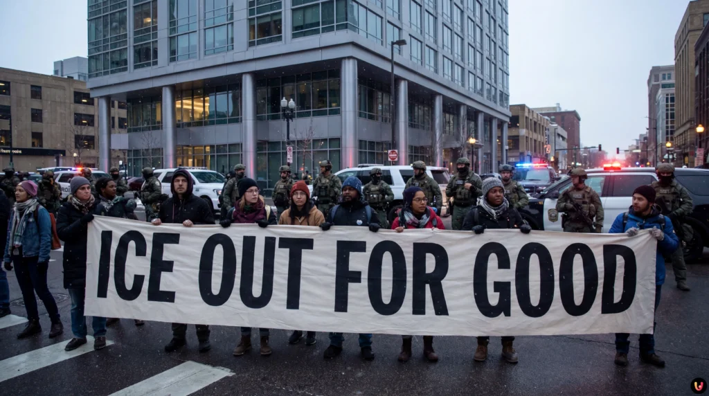 Manifestation &agrave; Minneapolis face aux agents f&eacute;d&eacute;raux de l'ICE
