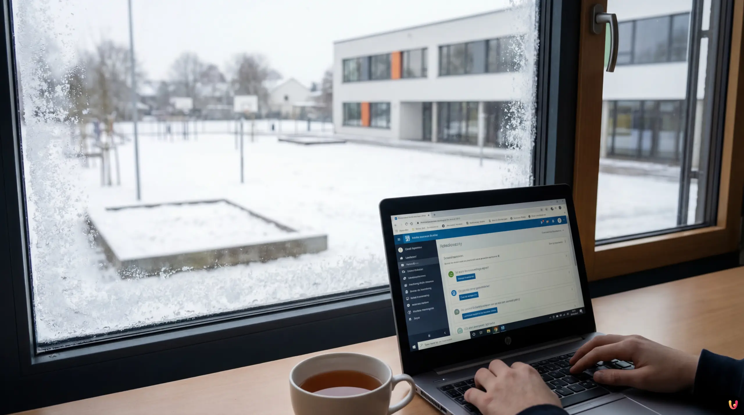 Schulausfall NRW: Konsequenzen nach Glätte-Chaos Leeres Schulgebäude in NRW an einem Wintertag symbolisiert den Schulausfall