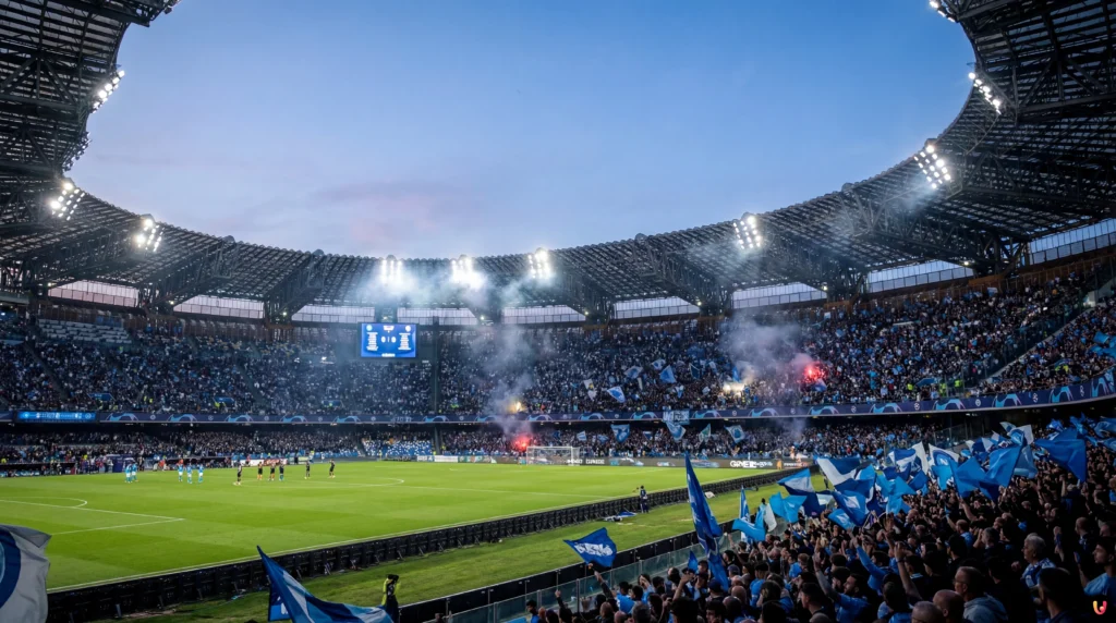 Antonio Conte dà indicazioni alla squadra durante il match di Serie A Napoli-Verona