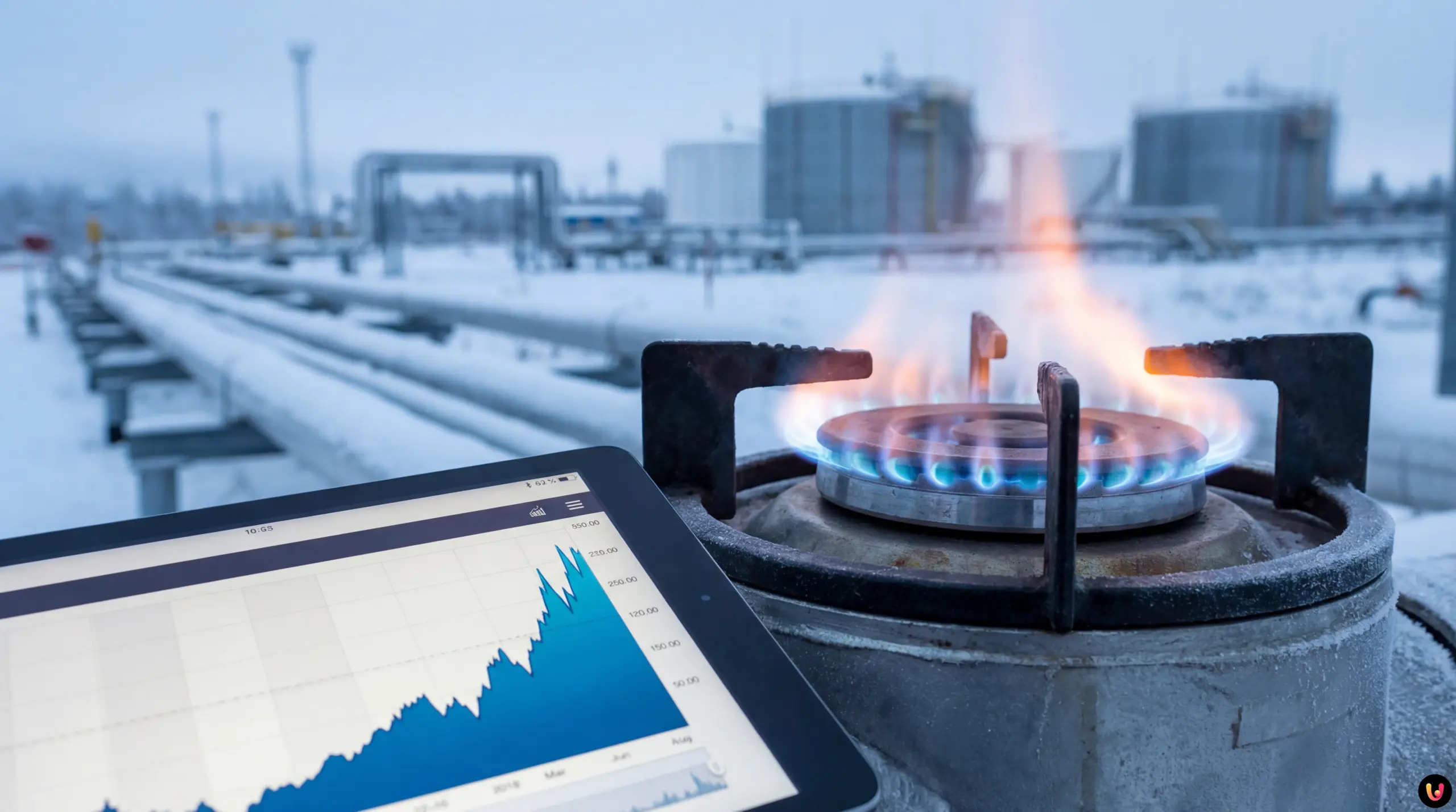 Natural Gas Prices Soar to $7 Amid Collapse Fears Financial chart showing natural gas prices spiking to $7 per MMBtu