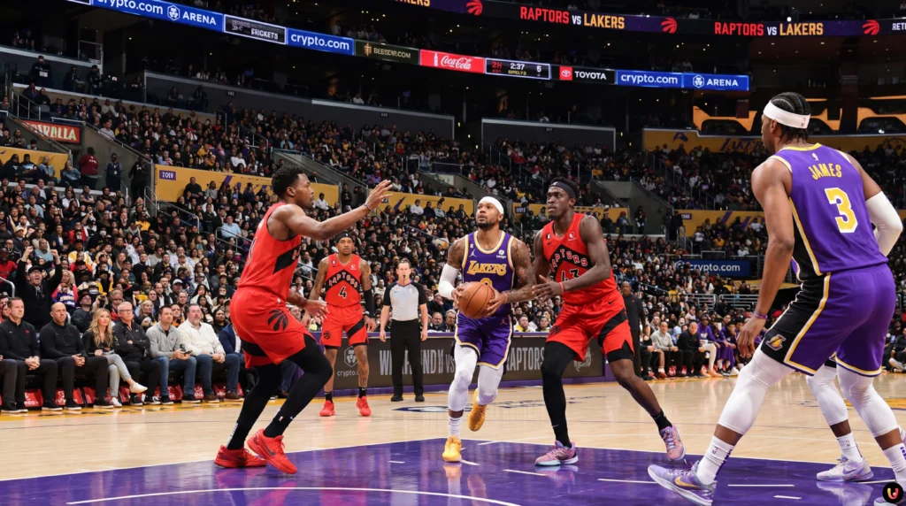 Duel sur le parquet entre les Raptors de Toronto et les Lakers de Los Angeles.