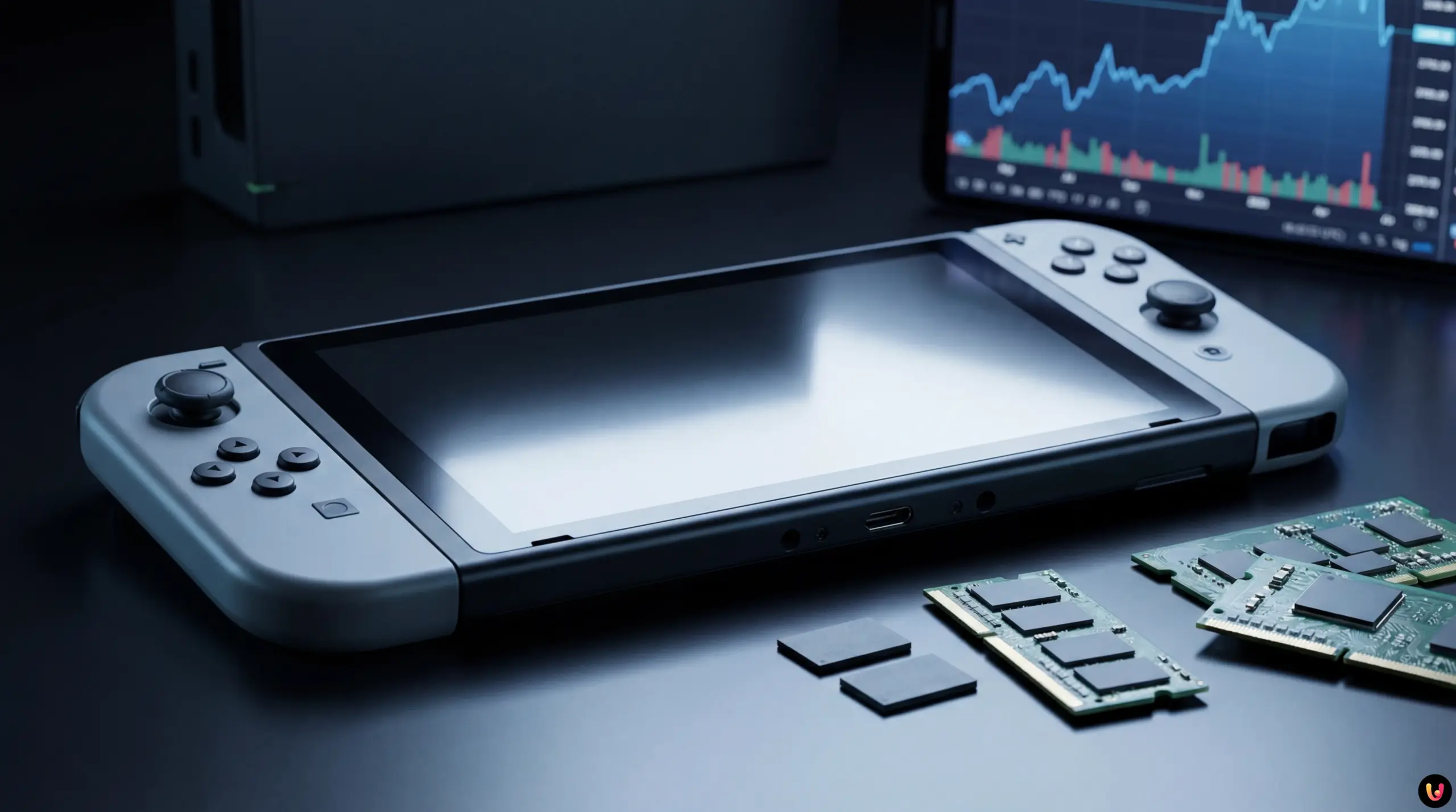 Nintendo Switch 2: Prezzo e Crisi Memorie Console Nintendo Switch 2 con controller Joy-Con su sfondo colorato