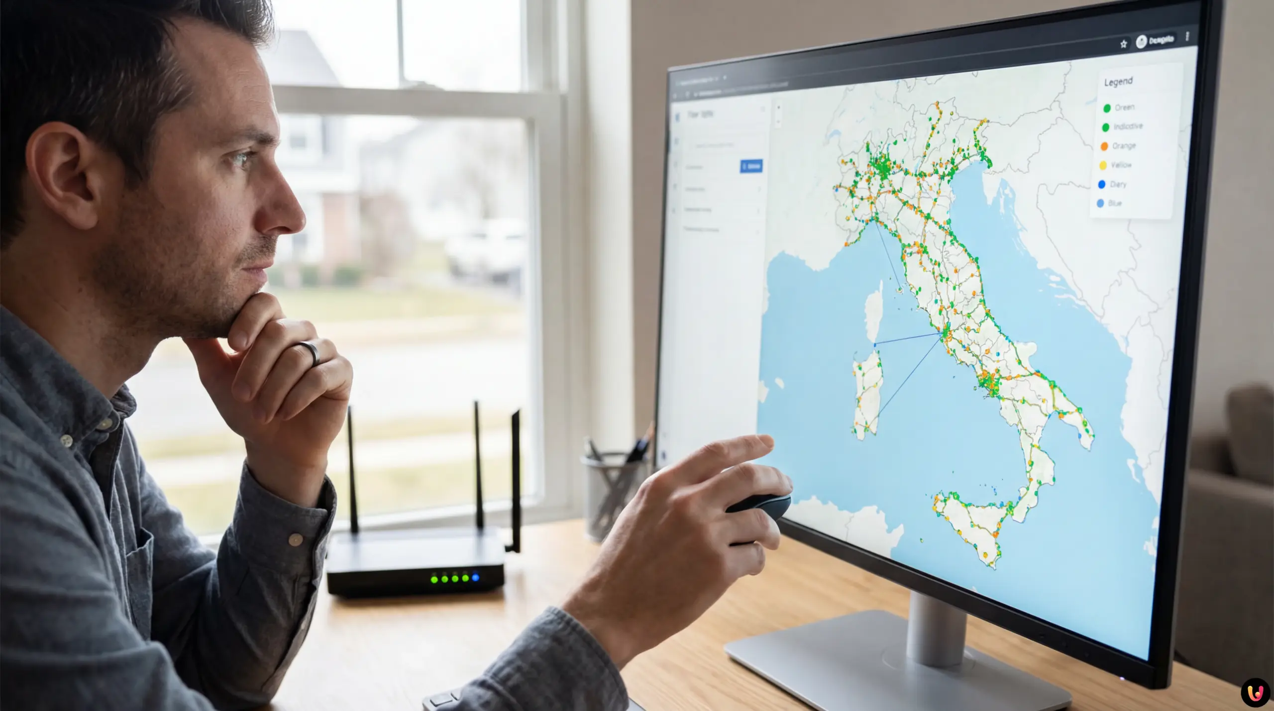 Schermata portale Infratel con mappa copertura fibra ottica in Italia
