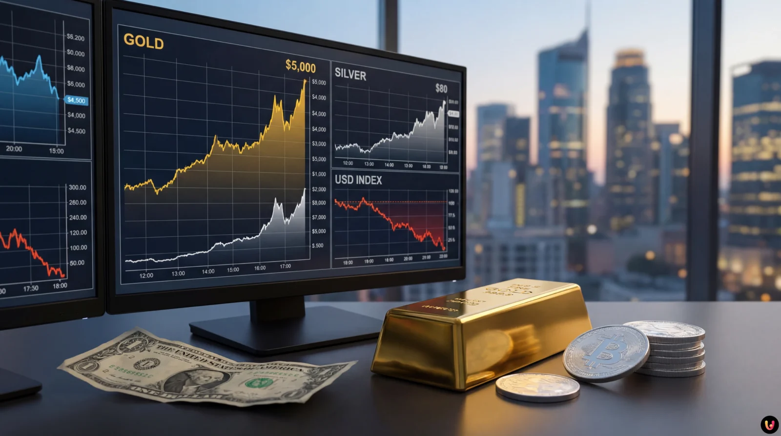 Record Oro 5000 dollari e Argento 80: Crollo Dollaro Oro verso i 5.000$, Argento a 80$: il Dollaro perde il dominio