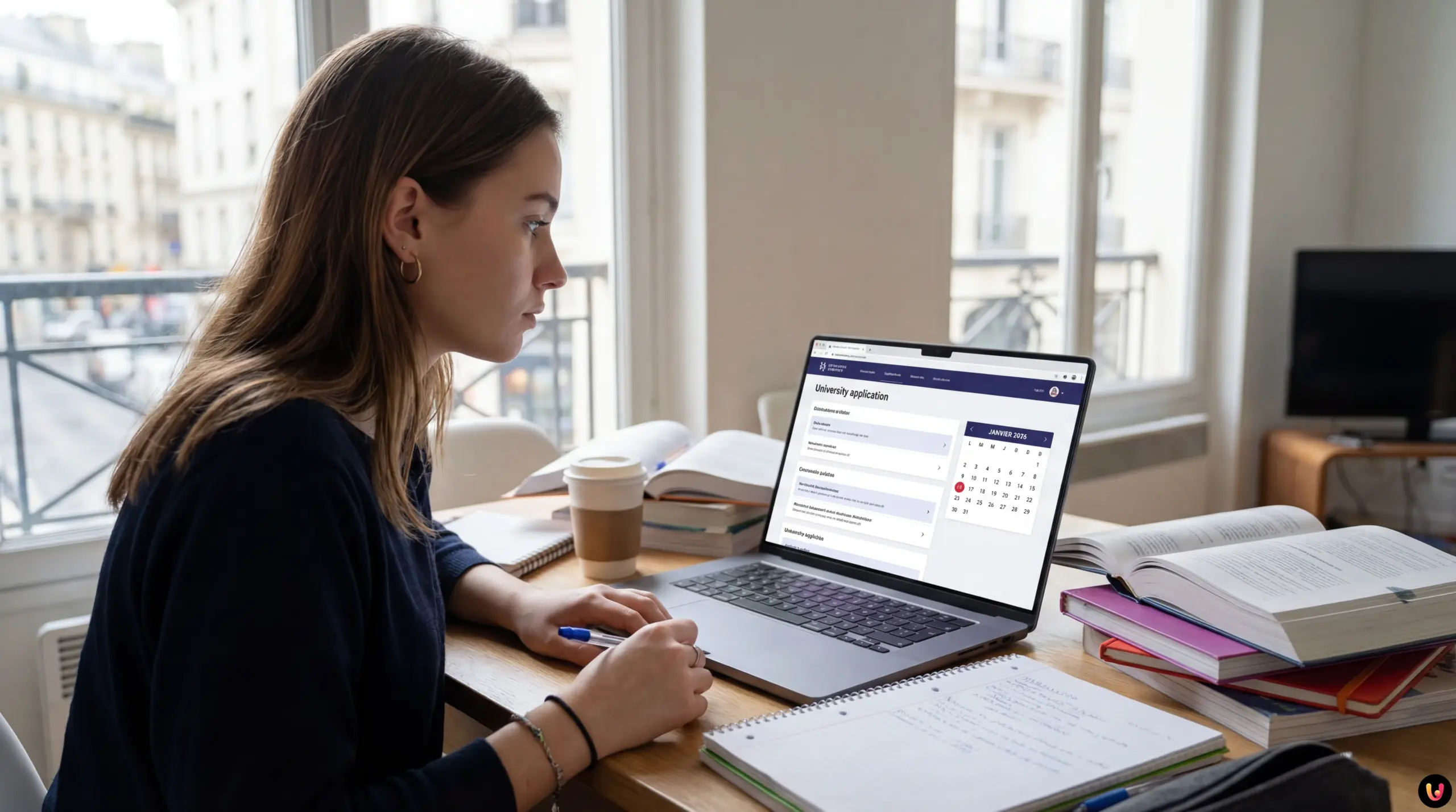 Lyc&eacute;en concentr&eacute; devant son ordinateur sur la plateforme Parcoursup pour saisir ses v&oelig;ux.