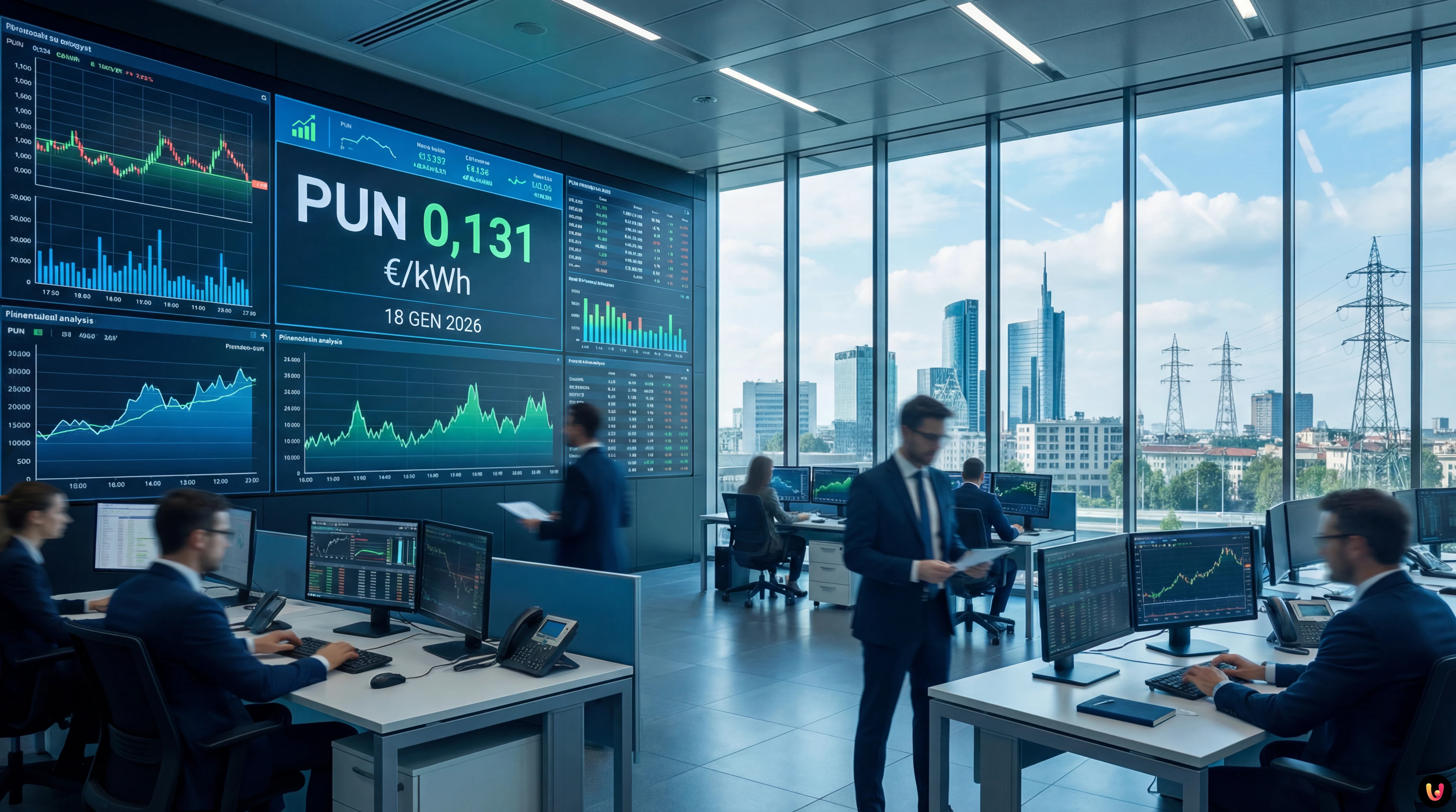 Grafico andamento prezzo energia elettrica PUN del 18 gennaio 2026