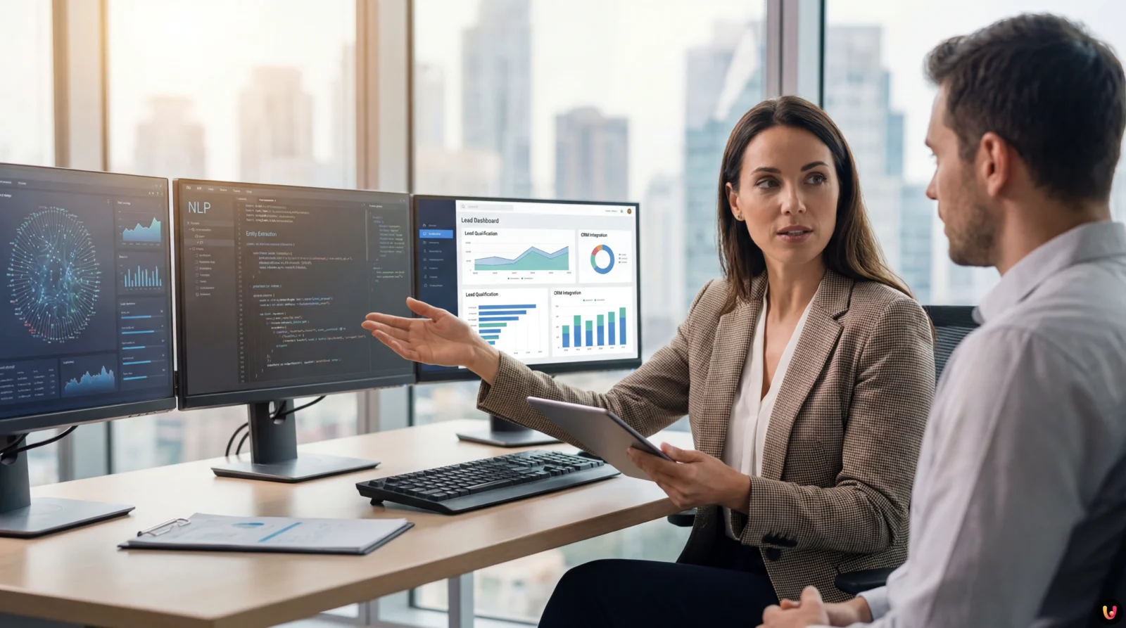 Technisches Schema eines NLP-Algorithmus zur Datenextraktion von Immobilien-Leads in Python