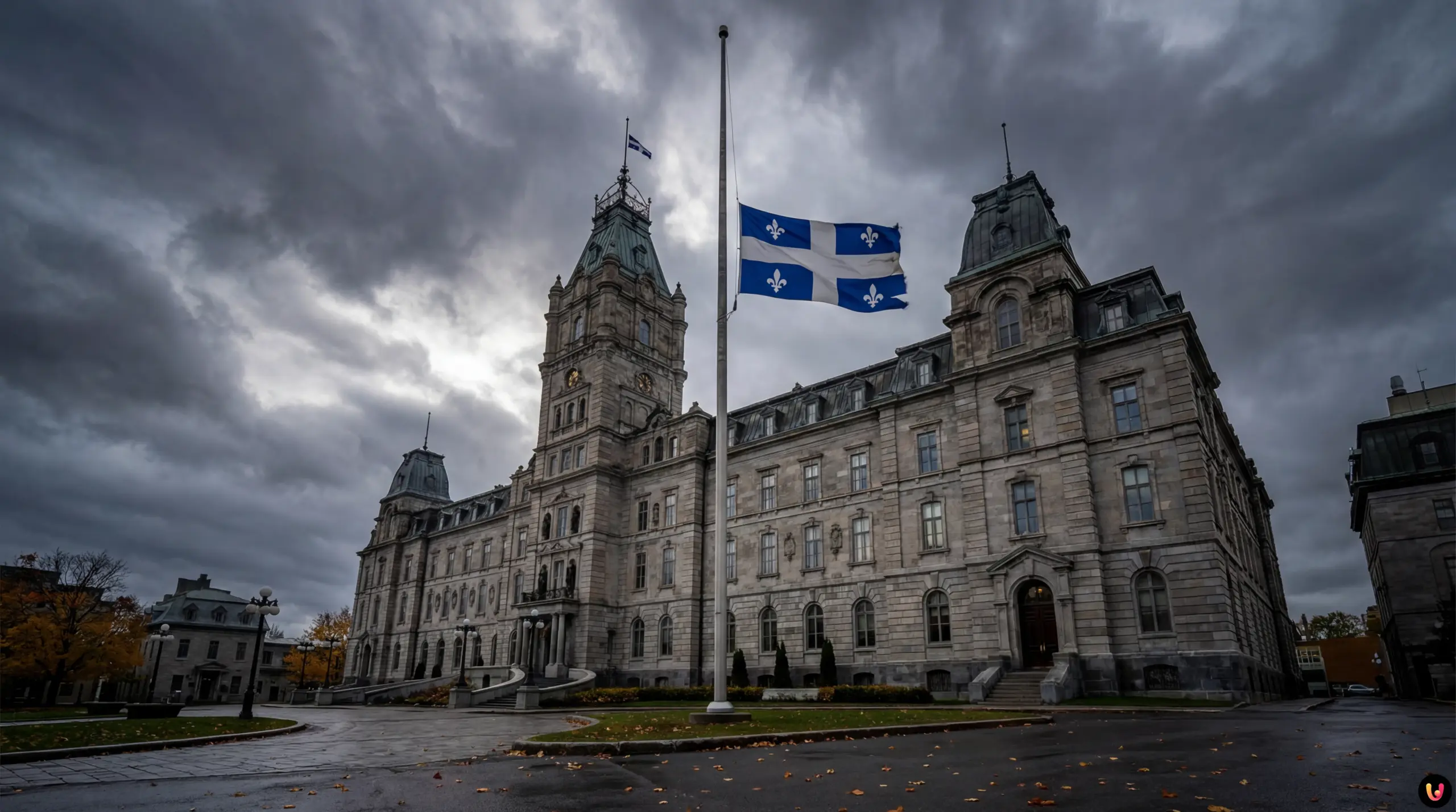 Legault Resigns: Quebec Political Crisis & CAQ Downfall Serious François Legault at a podium announcing his resignation as Quebec Premier.