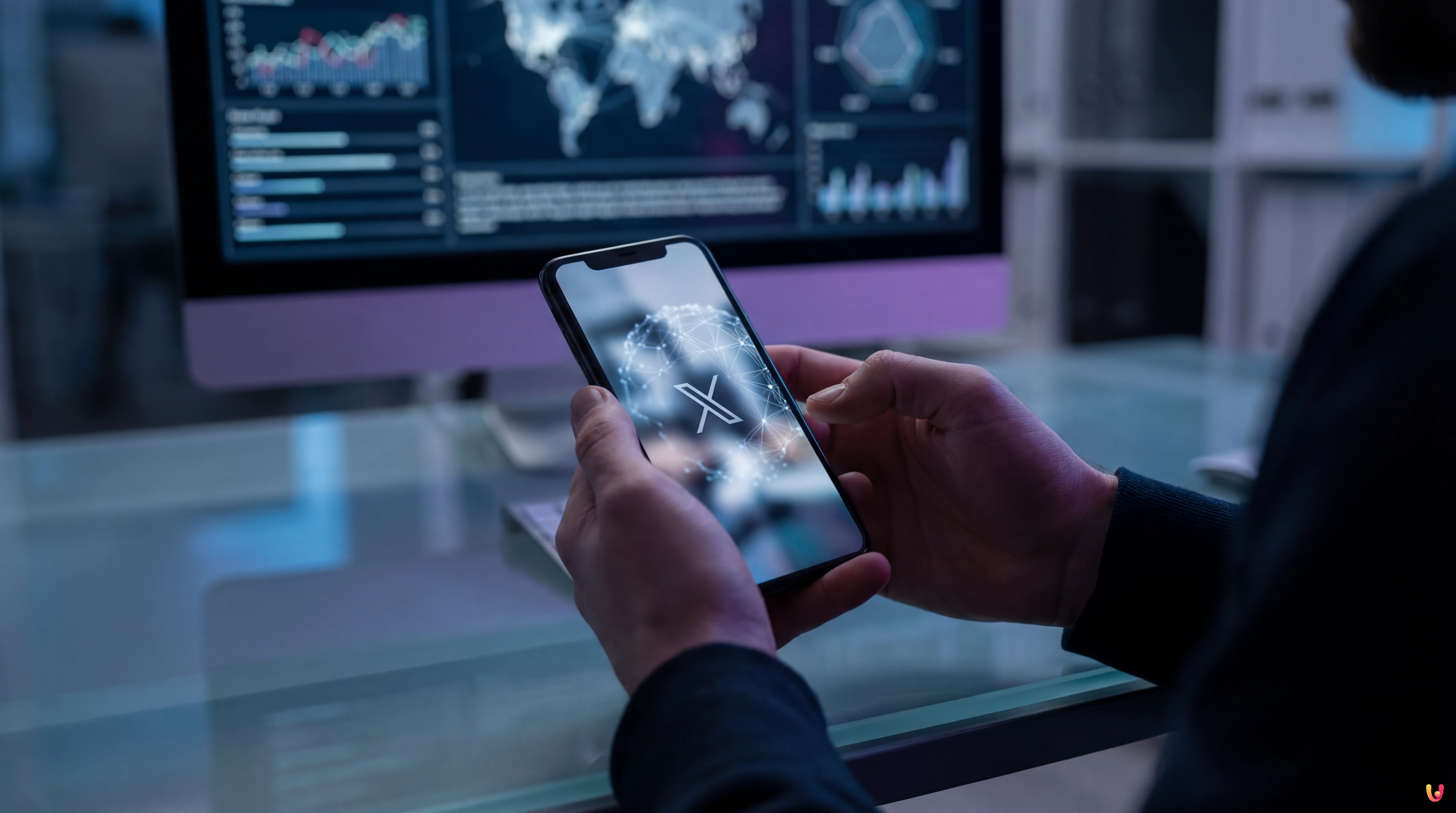 Illustration num&eacute;rique du logo X et Grok symbolisant la controverse des deepfakes IA