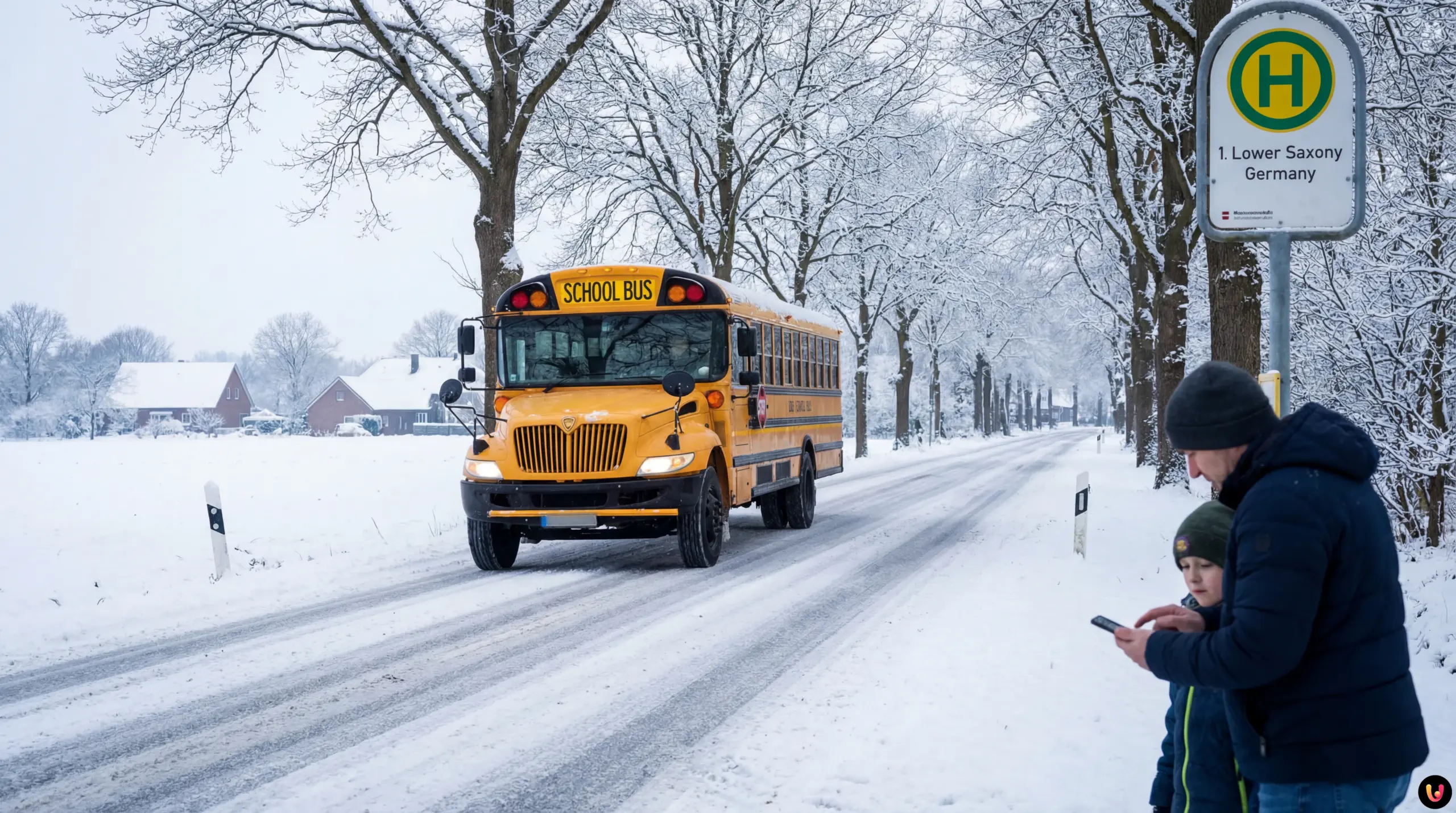 Schulausfall Niedersachsen: Infos bei Schnee & Glätte Verschneites Schulgebäude in Niedersachsen symbolisiert aktuellen Schulausfall