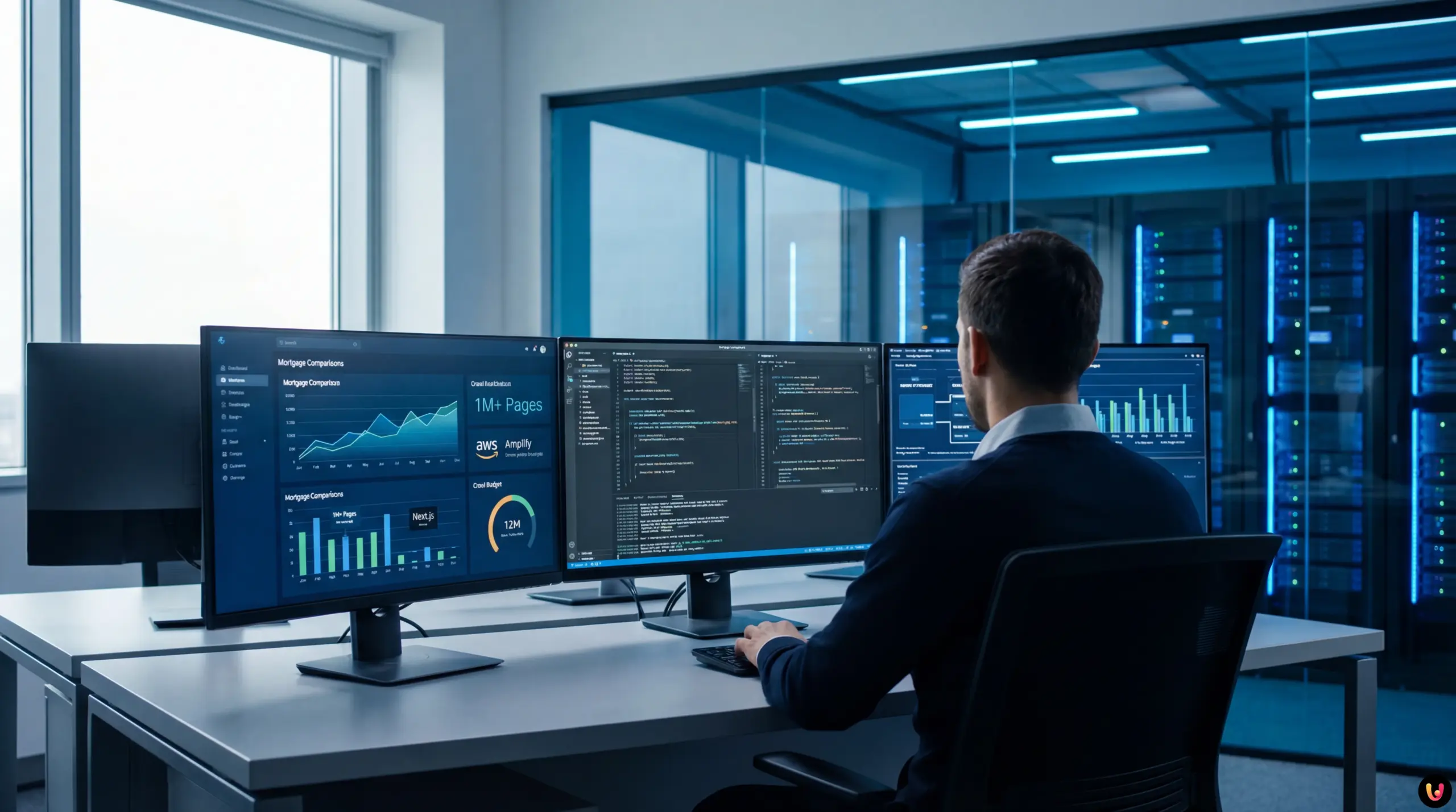 Diagramma architettura cloud AWS per SEO programmatica fintech su larga scala