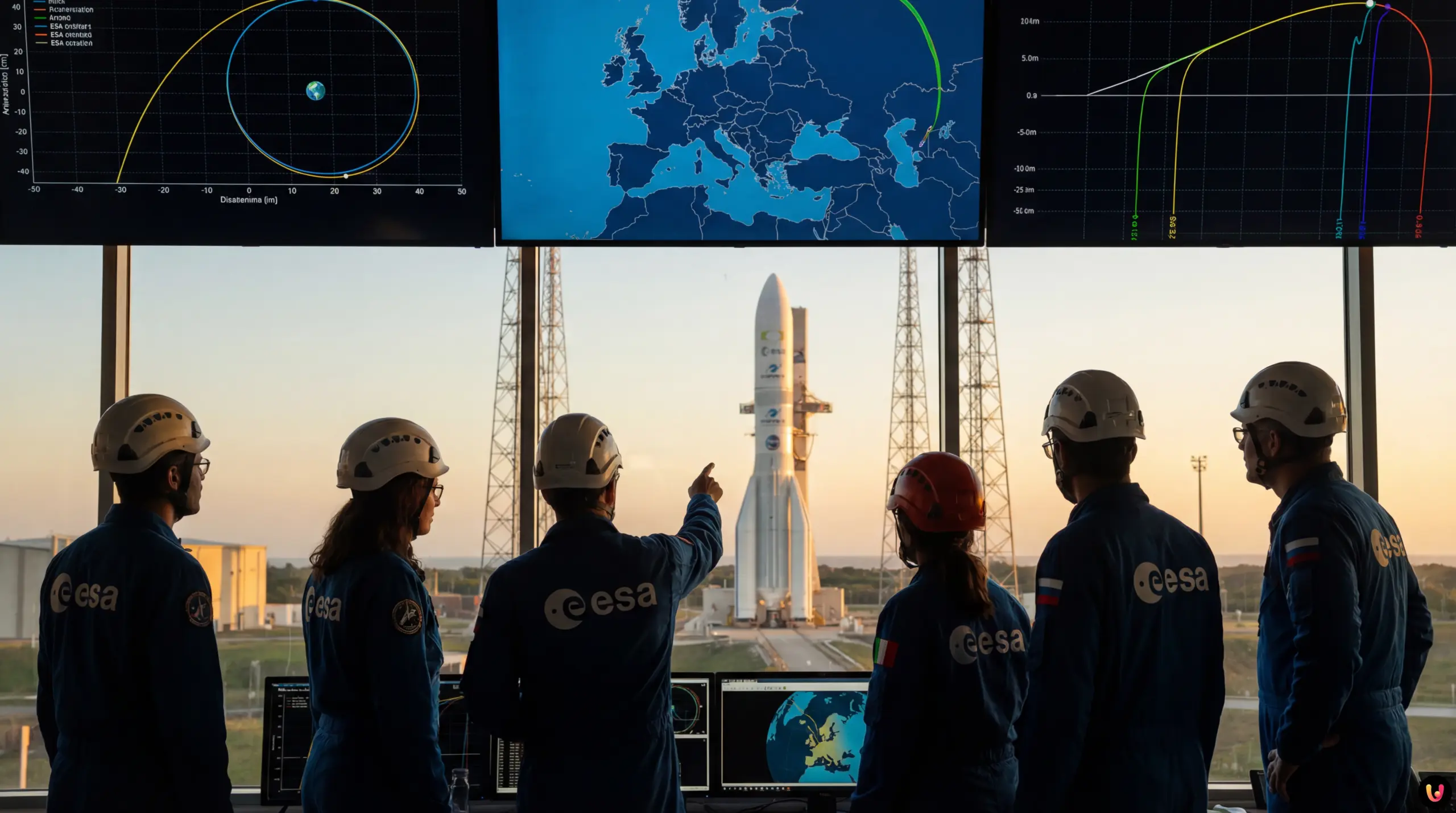 Illustrazione del confronto tra i programmi spaziali di Europa e Stati Uniti nel 2026
